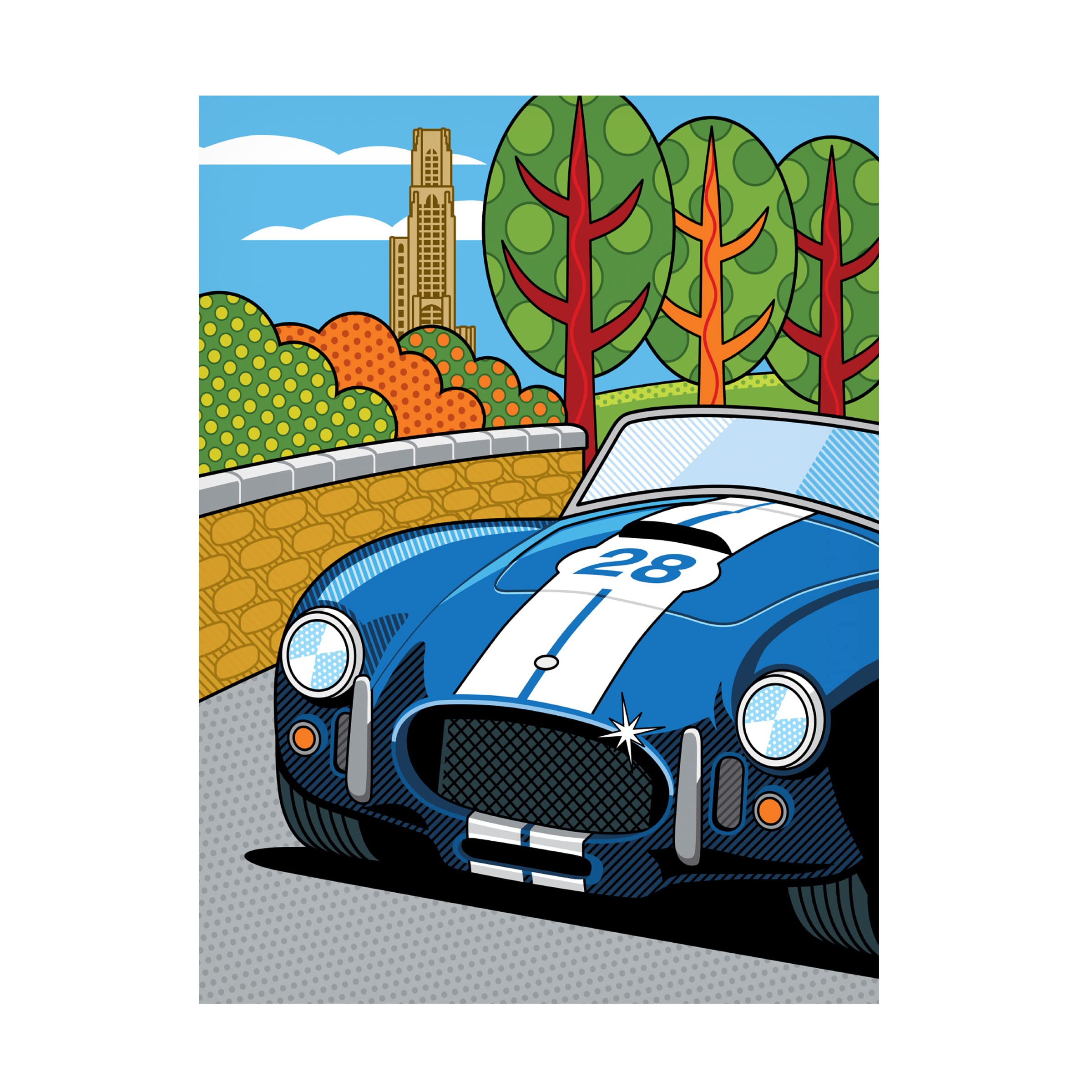 Trademark Fine Art 'Pittsburgh Vintage Grand Prix' Canvas Art Print by Ron Magnes - Vintage Car Racing Wall Decor for Living Room, Office & Man Cave