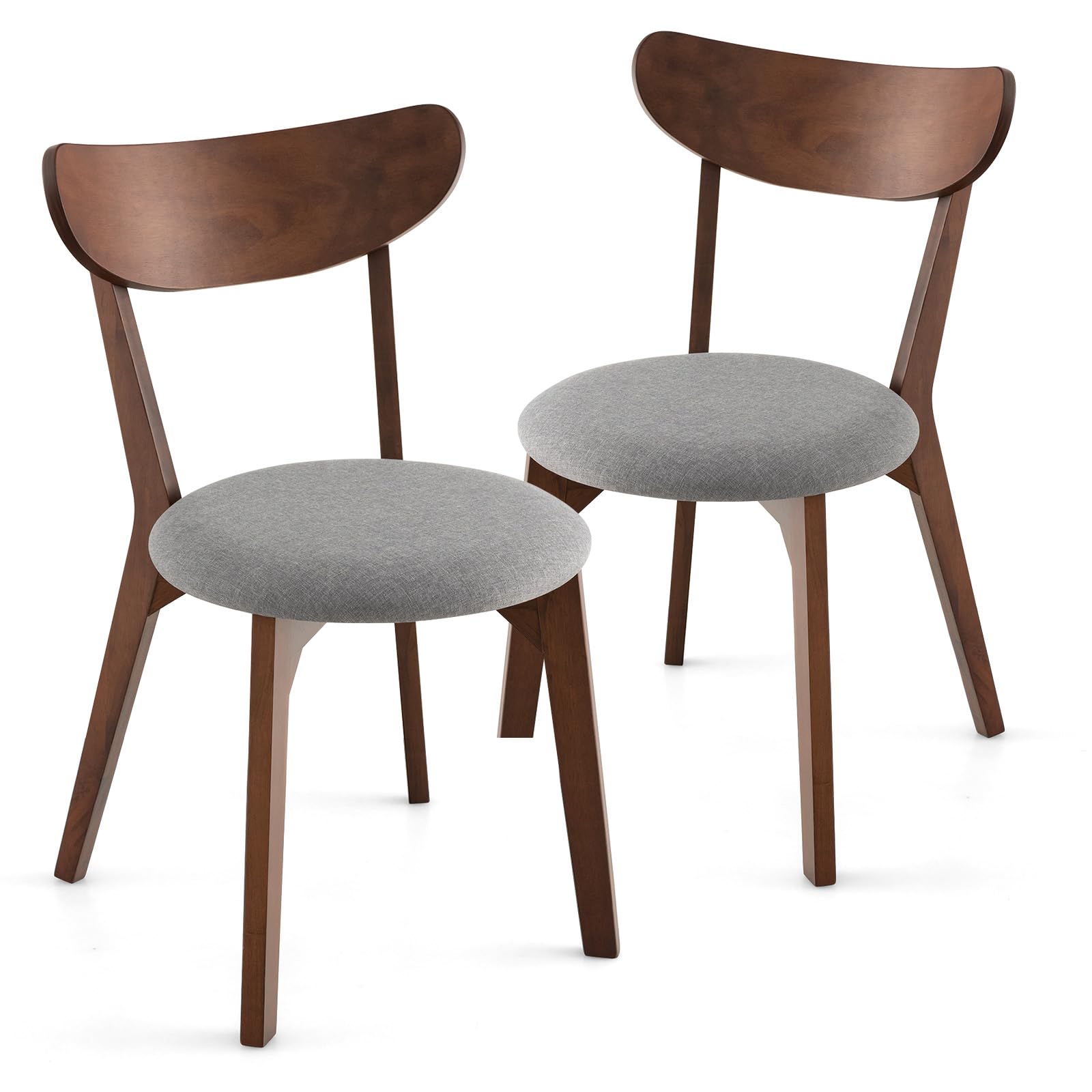 ERGOMASTER 2-Piece Walnut Wood Dining Chairs Set - Curved Back Comfortable Kitchen & Restaurant Chairs for Home, Office, and Commercial Use - Perfect for Family Dinners, Cafe Seating, and Modern Interior Decor