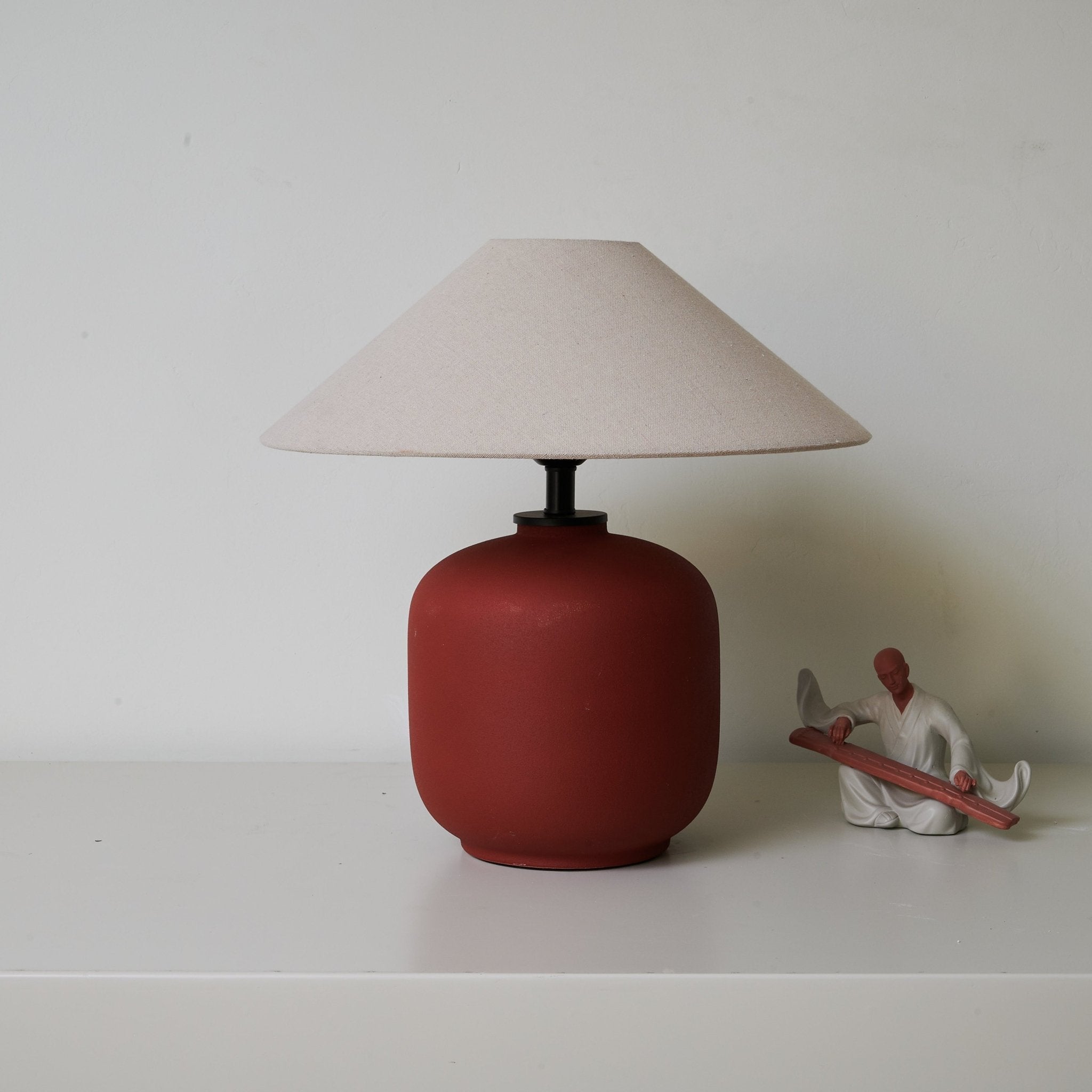 Sienna Clay Table Lamp - Handcrafted Ceramic Nightstand Light for Bedroom, Living Room & Office - Warm Ambient Lighting for Home Decor