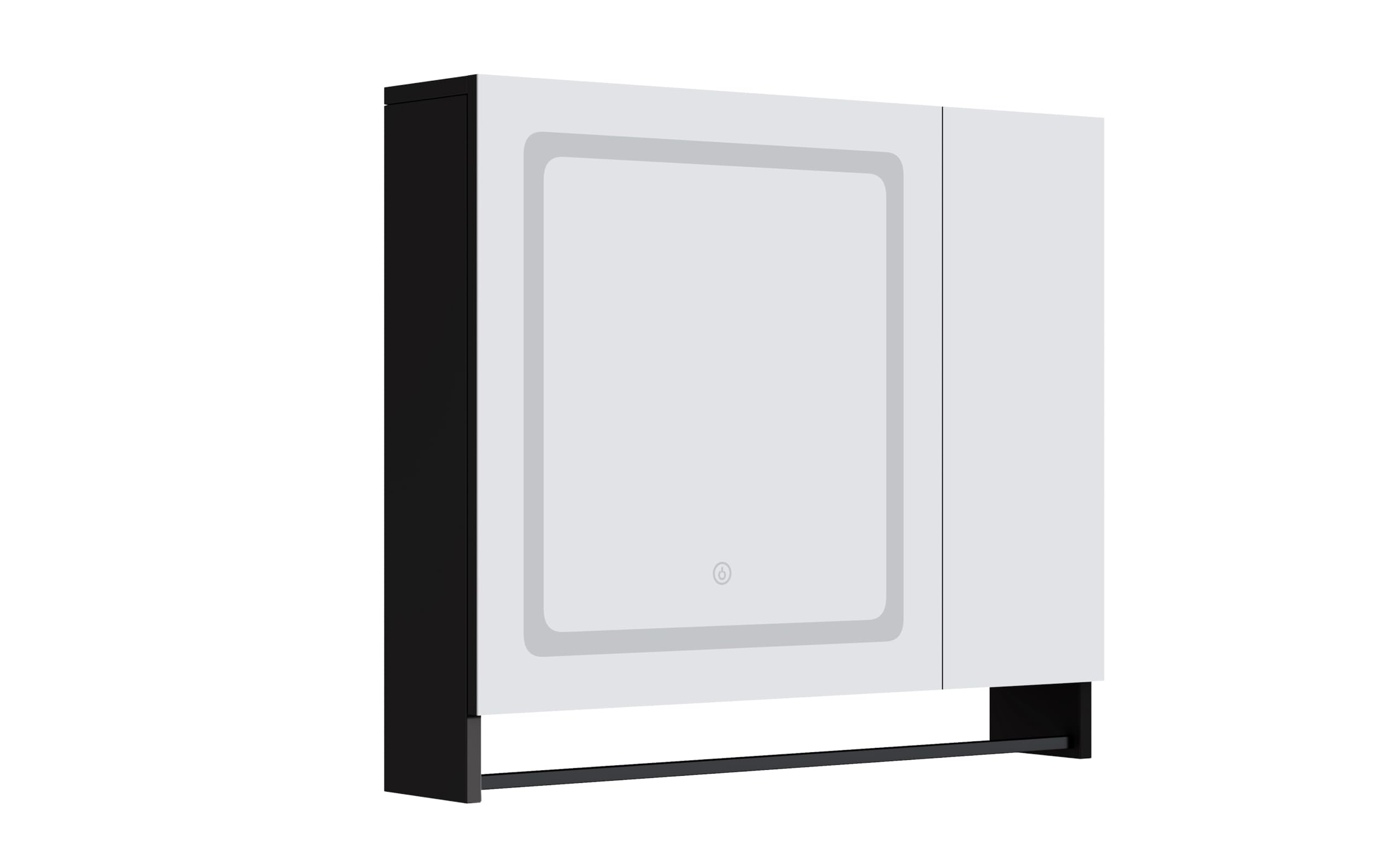 ChooChoo LED Medicine Cabinet with Mirror - Wall Mounted Bathroom Storage with Adjustable Shelves & Towel Bar, Black - Perfect for Modern Bathrooms & Vanity Organization