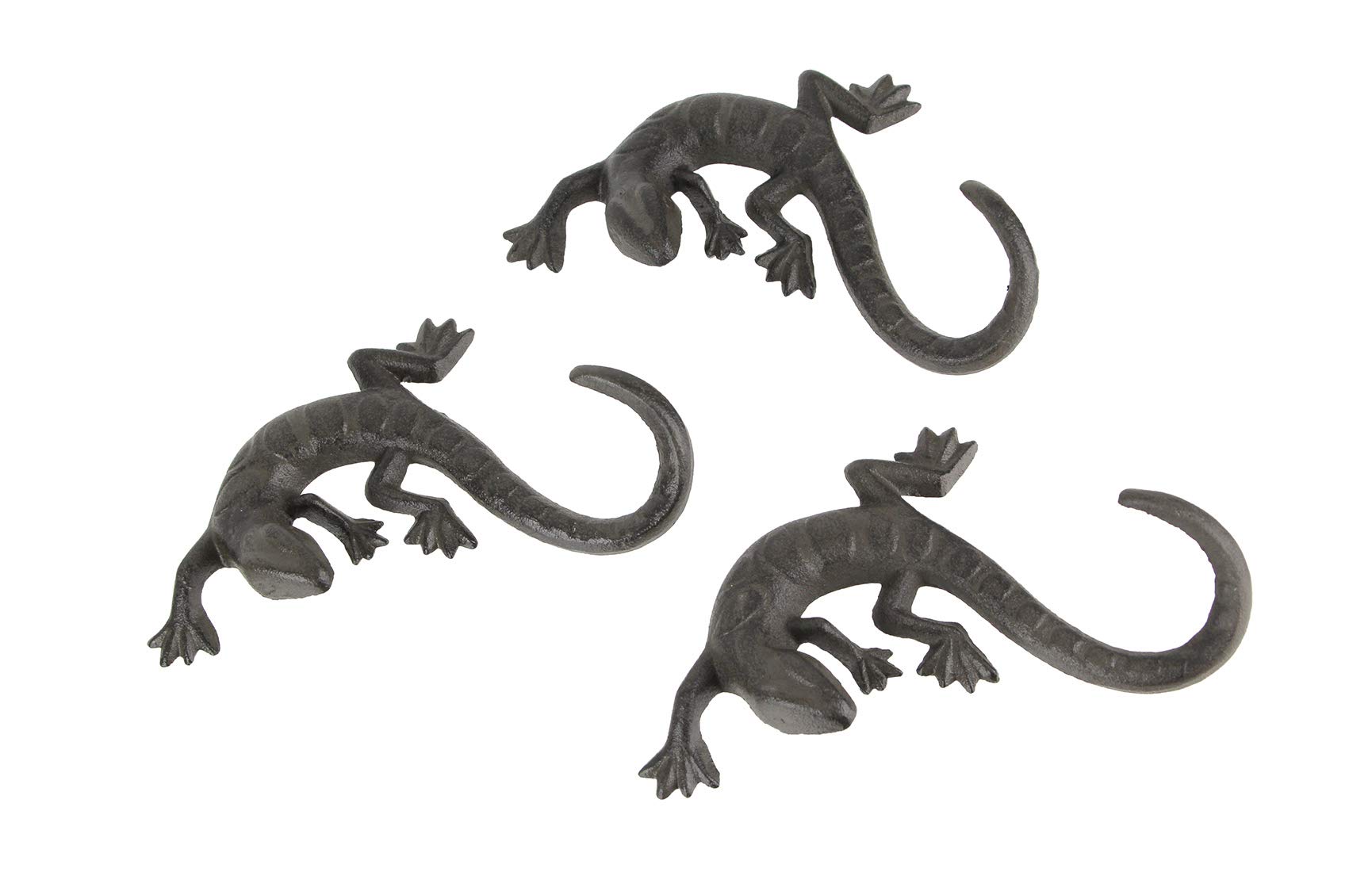 Set of 3 Rustic Cast Iron Lizard Wall Hooks - Handcrafted Home Decor for Keys, Hats & Coats - Perfect for Entryway, Bedroom or Bathroom Organization