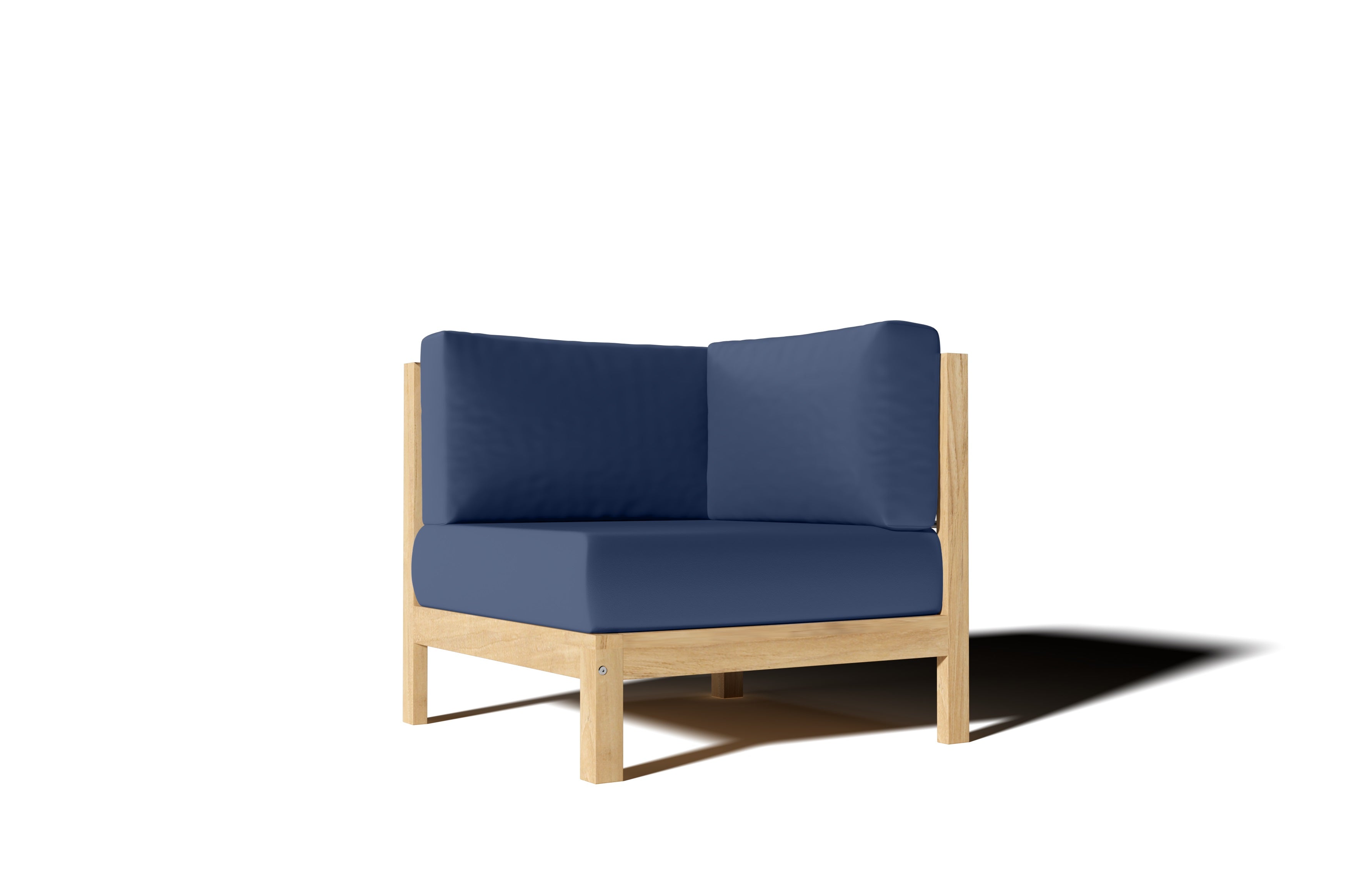Premium Teak Outdoor Sectional Corner Sofa with Sunbrella Navy Cushion - Waterproof & Durable Patio Furniture for Backyard, Poolside & Garden Relaxation