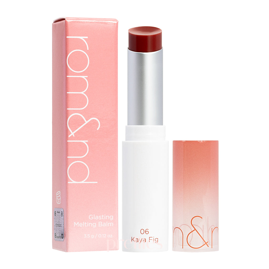 Rom&nd Glasting Melting Balm (06 Kaya Fig) 3.5g - Hydrating Tinted Lip Balm for Soft, Shiny Lips - Perfect for Daily Moisture & Natural Makeup Look