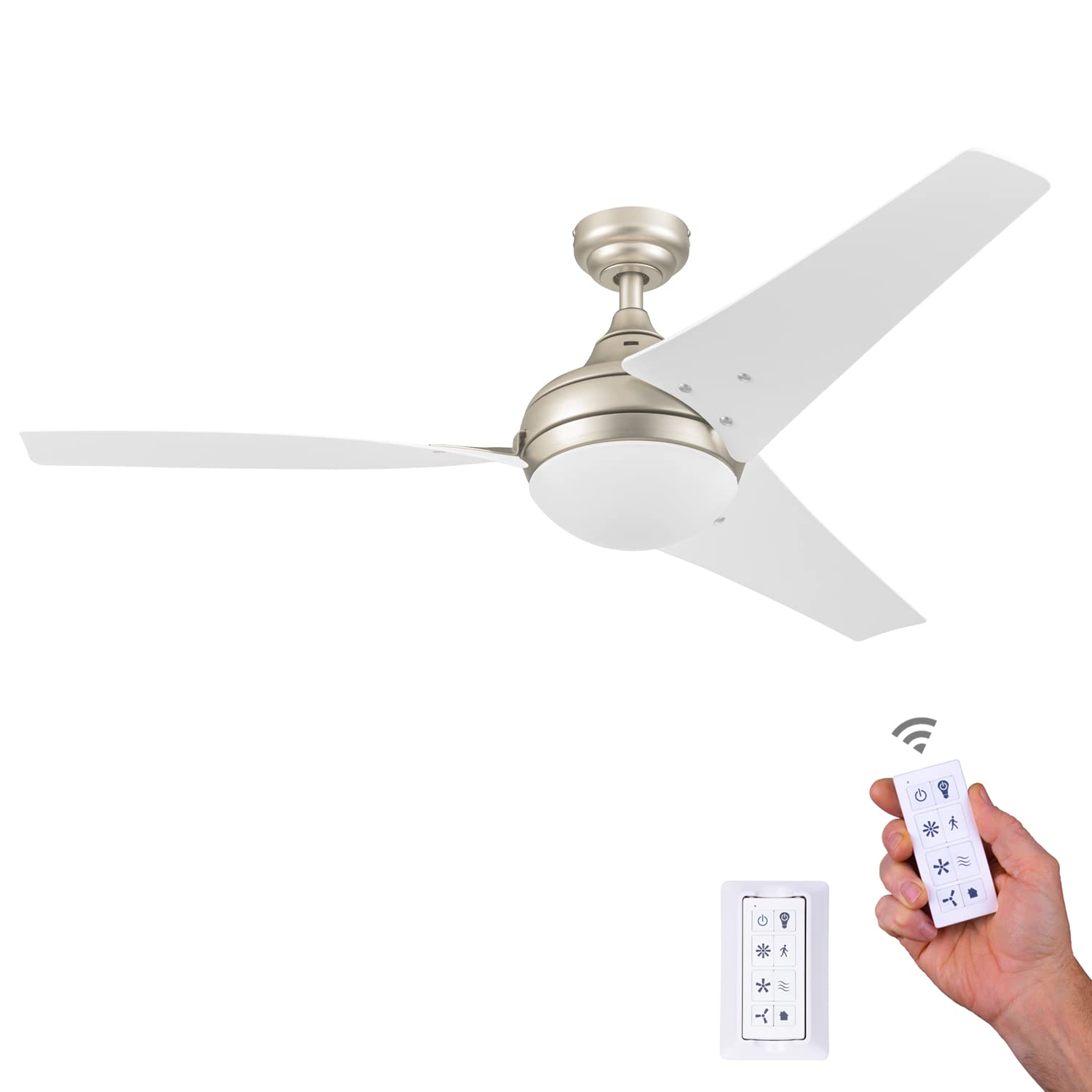 Honeywell Neyo 52 Inch Modern Ceiling Fan with LED Light and Remote Control - High Performance Reversible Motor, 3 Blades, Champagne Finish - Perfect for Living Room, Bedroom, and Office