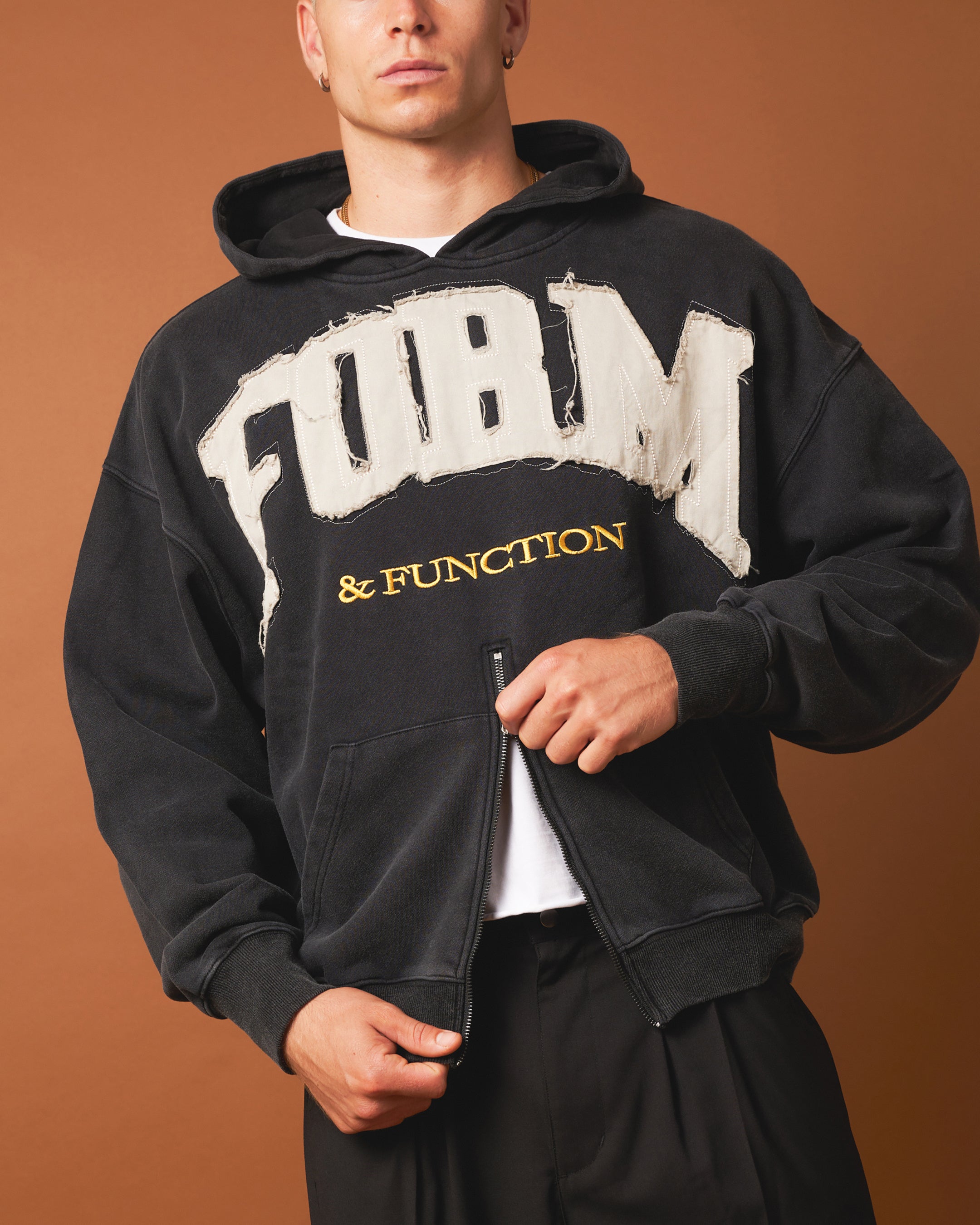 404 Bottom Zip Form Hoodie - Washed Charcoal | Unisex Pullover Sweatshirt for Streetwear & Casual Outfits | Perfect for Gym, Lounge & Everyday Wear