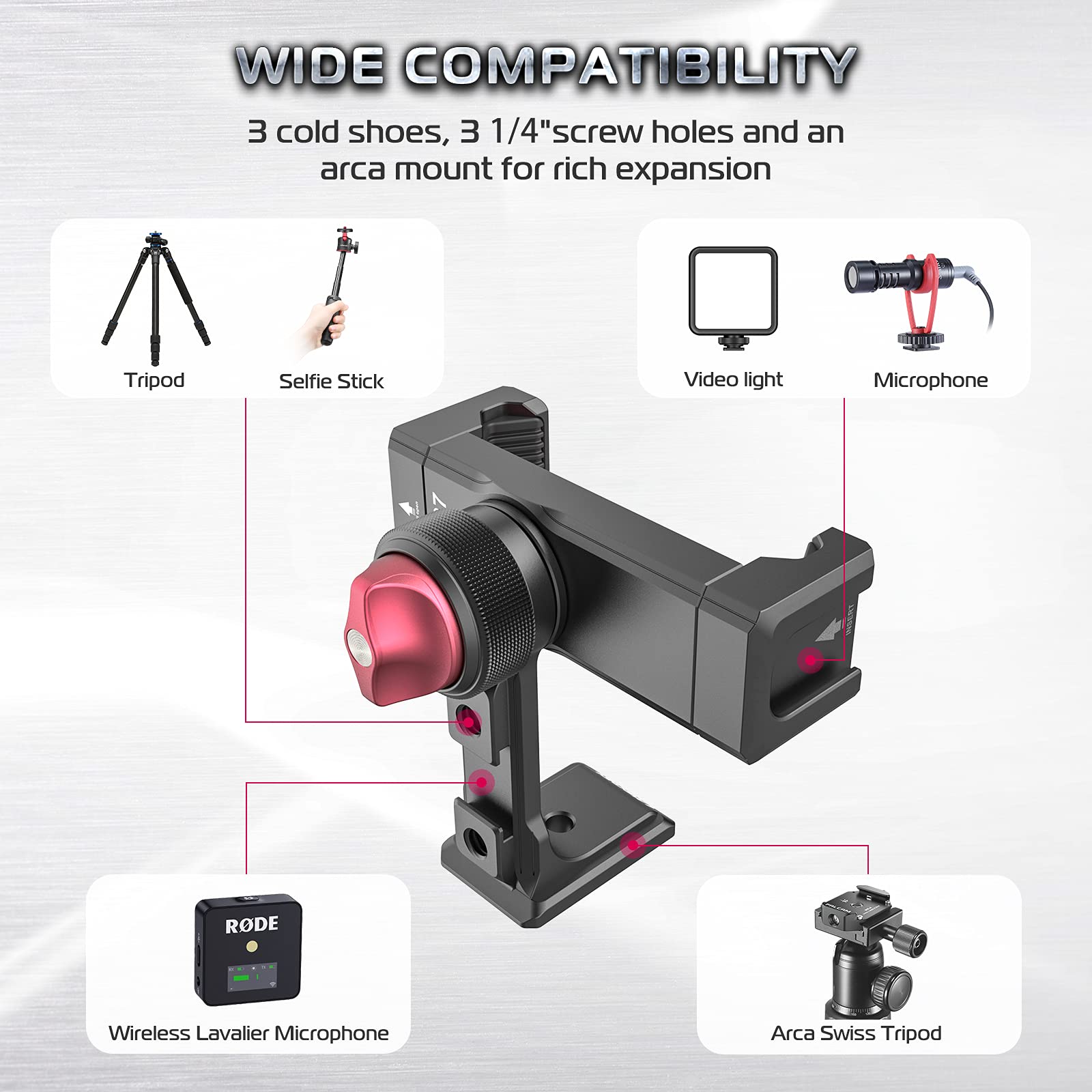 Ulanzi ST-27 Smartphone Tripod Adapter with Arca-Swiss Phone Holder - 1/4 Inch Clamp & 360° Rotation for iPhone Vlogging, YouTube Videos & Mobile Photography