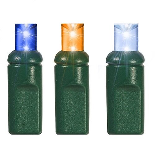 70 Multi-Color Blue White Orange 5mm LED 35ft Green Wire Wide Angle Christmas Lights - Perfect for Indoor/Outdoor Holiday Decorations, Parties, and Festive Events