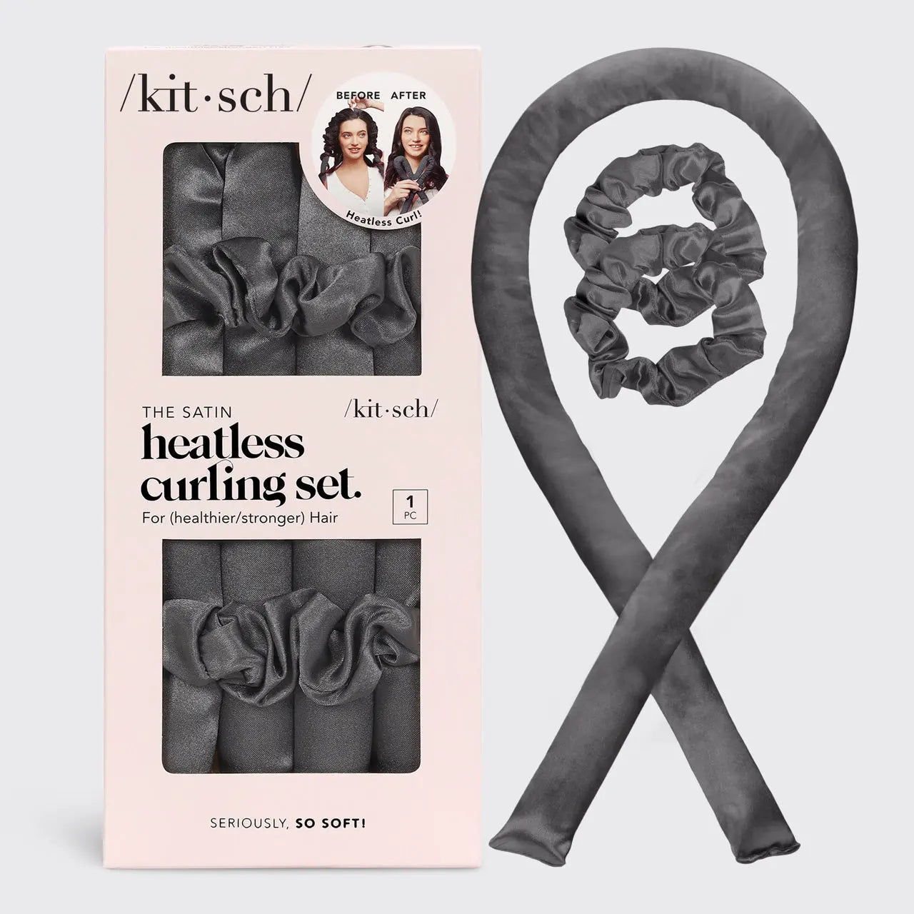 Kitsch Satin Heatless Curling Set for Overnight Hair Waves - No Heat Hair Curlers for Natural Beach Waves & Soft Curls - Perfect for Travel, Home Use & Special Occasions