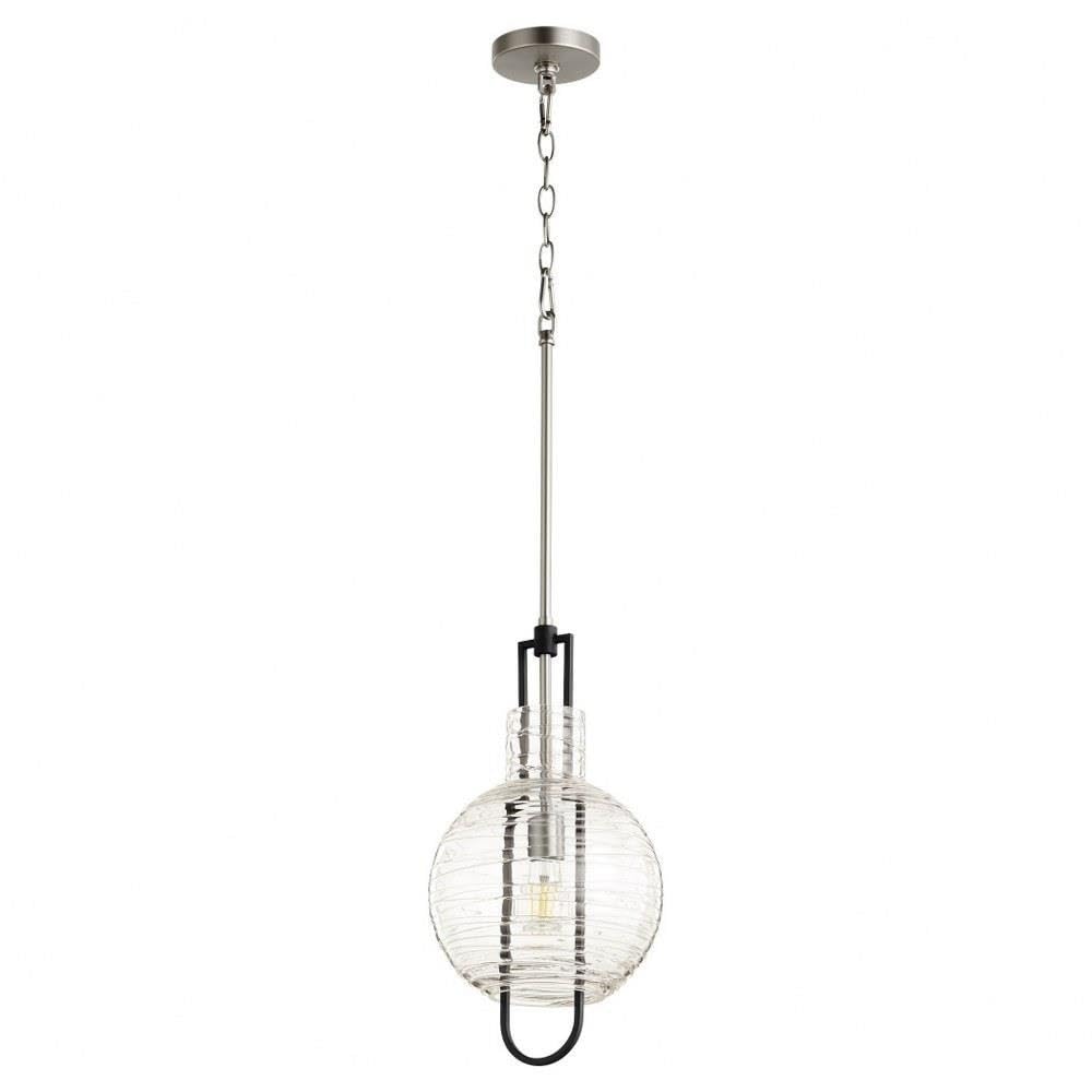 Quorum 89-10-6965 Black Transitional One Light Pendant - Perfect for Kitchen Island, Dining Room, or Entryway Lighting