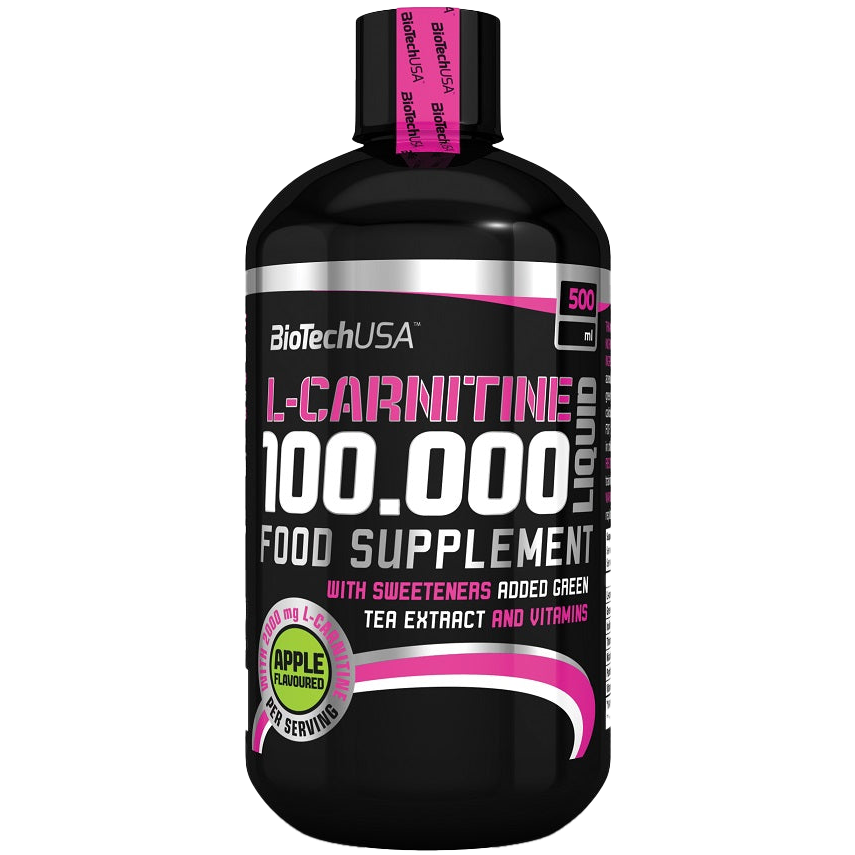 BioTechUSA L-Carnitine 100,000 Liquid Supplement - Cherry Flavor 500ml for Energy Boost & Weight Management - Pre-Workout & Post-Workout Recovery Drink