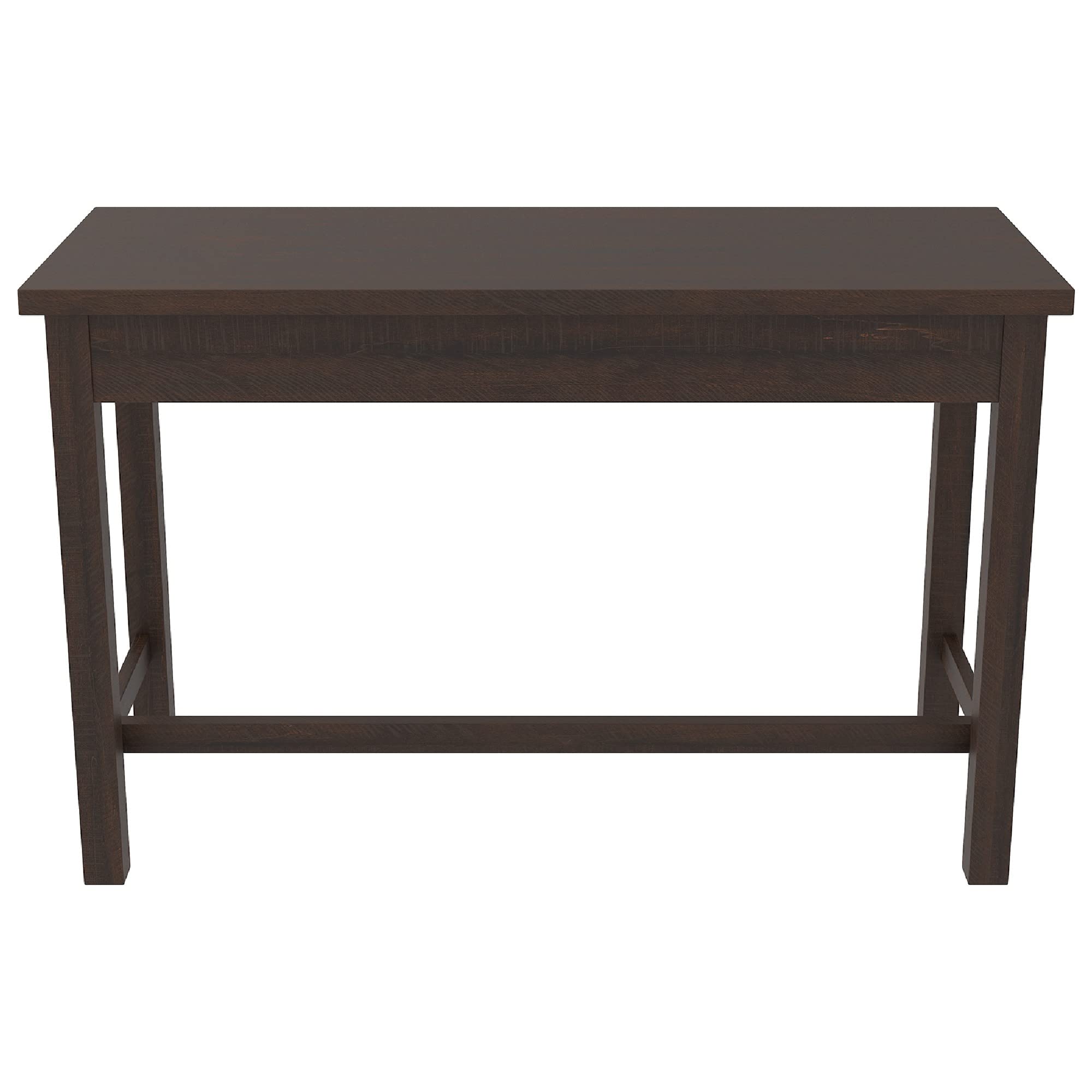Benjara Solid Wood Writing Desk with Block Legs & 2 Storage Drawers - Brown & Black Home Office Desk for Study, Work, and Remote Learning