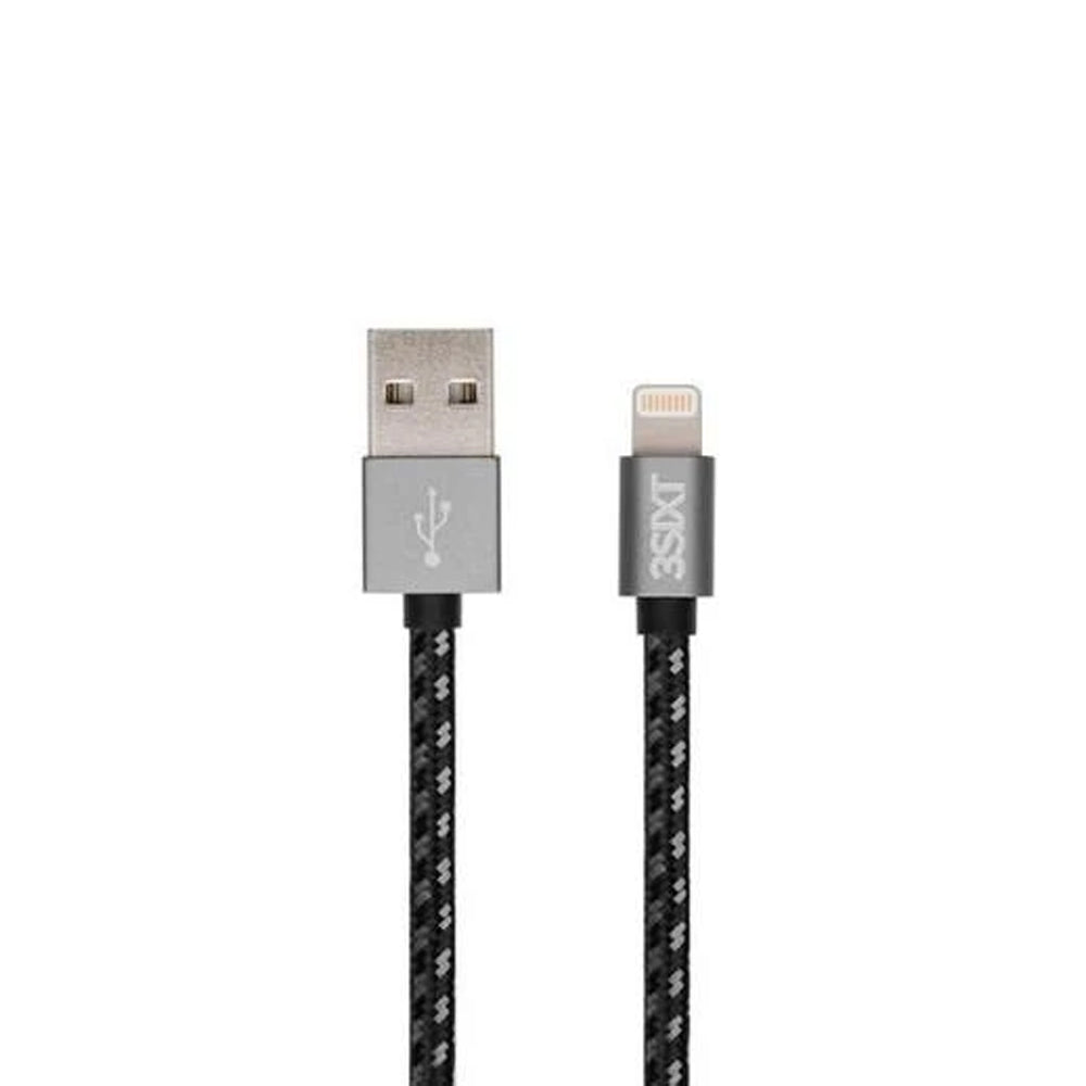 3sixT Premium USB A to Lightning Cable 2m (6.6ft) - Fast Charging & Sync for iPhone, iPad - Durable Nylon Braided for Home, Office, Car & Travel Use