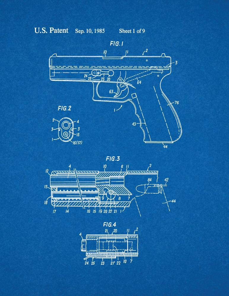 Vintage Model 17 Gun Patent Blueprint Print - 5