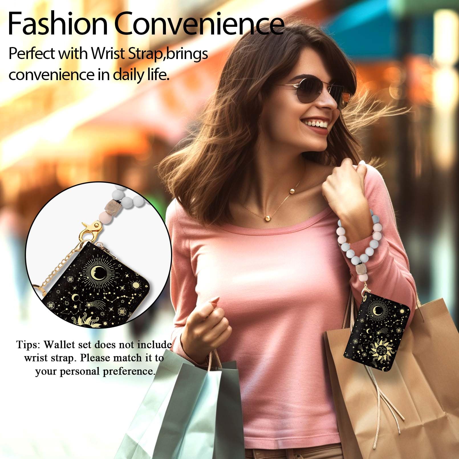 RFID Blocking Leather Credit Card Holder Wallet for Women - Compact Zipper Keychain Design with Funny Print, Accordion Style for Multiple Cards - Perfect for Travel, Shopping & Everyday Use