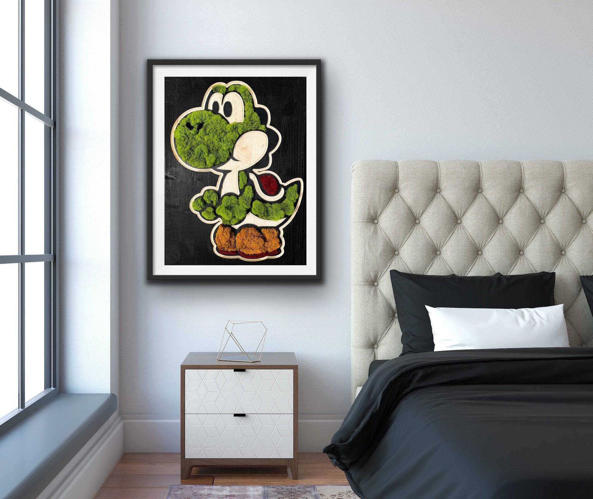 Yoshi Moss Artwork - Handmade Green Yoshi Plush & Decor for Nintendo Fans | Perfect for Gifts, Room Decor & Gaming Collectibles