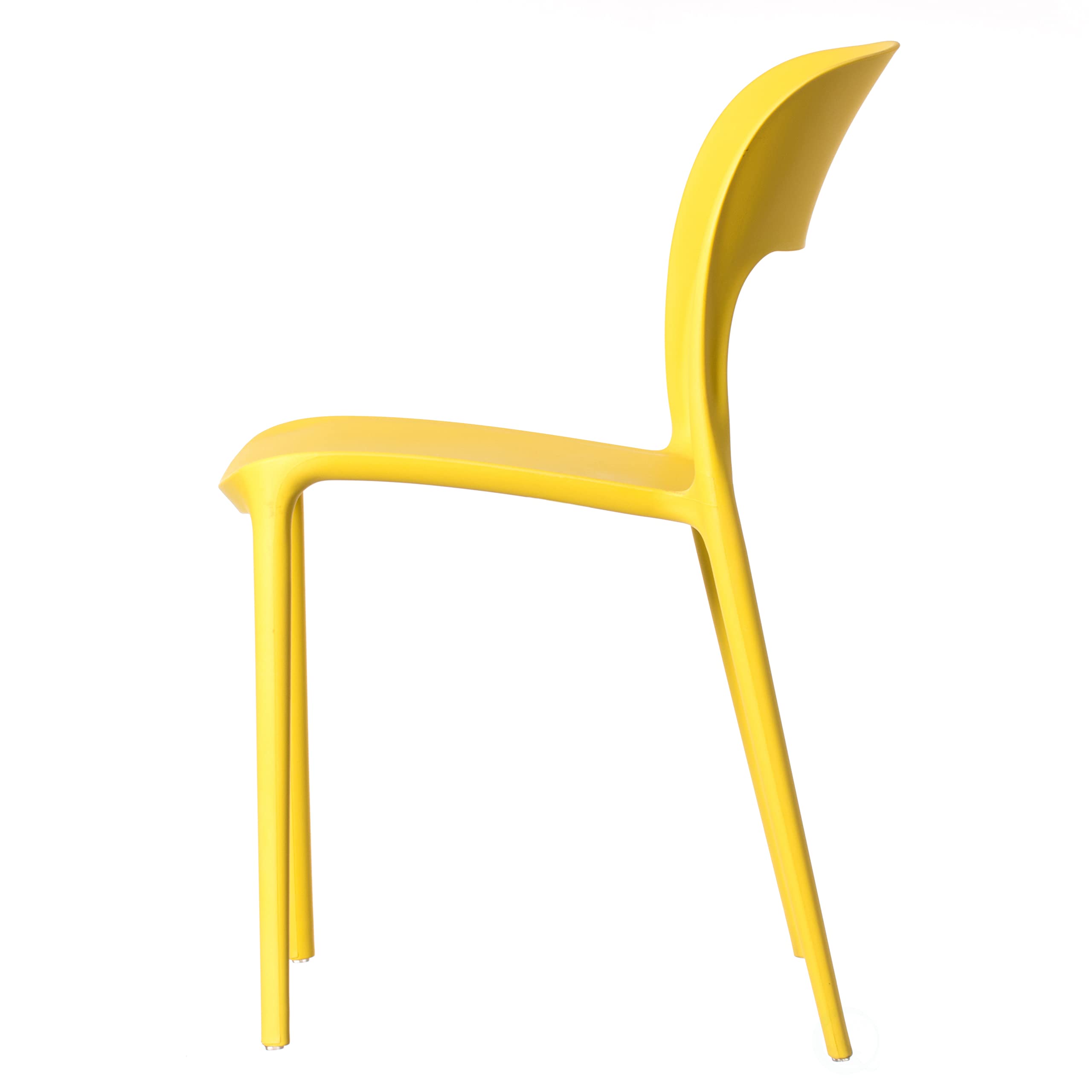 Fabulaxe 4-Piece Yellow Modern Plastic Outdoor Dining Chairs with Open Curved Back - Patio, Garden, Poolside & Backyard Furniture Set for Outdoor Entertaining