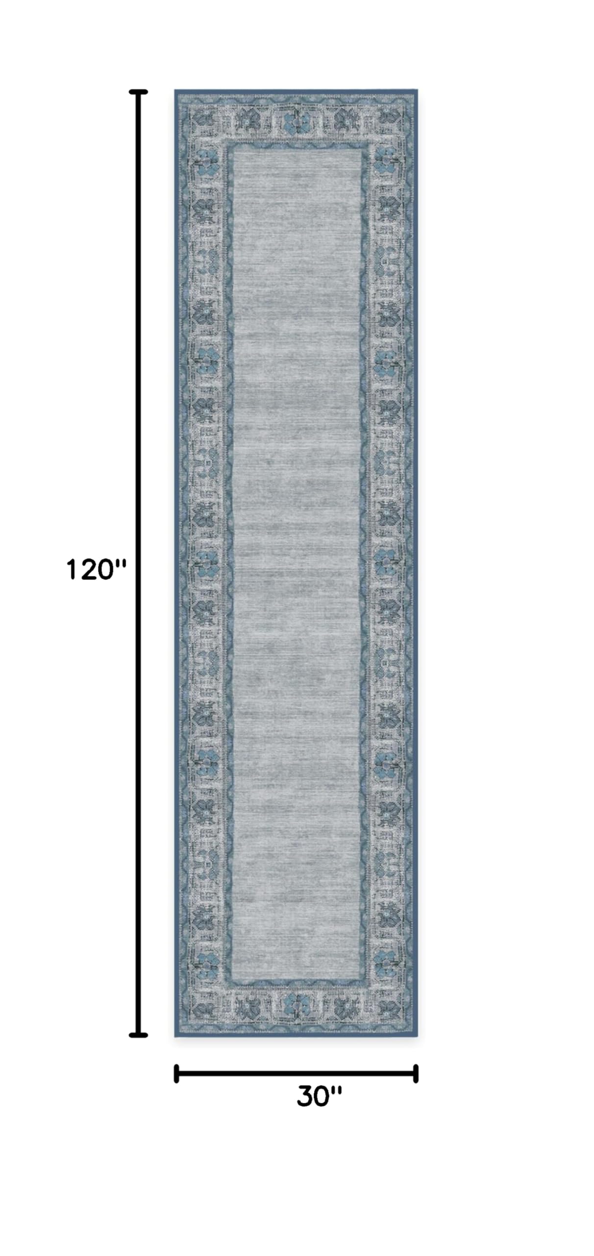 Ruggable Washable 2x10 Runner Rug - Zinnia Blue | Non-Slip Premium Hallway, Kitchen, Entryway Rug | Machine Washable for Easy Cleaning | Perfect for High Traffic Areas & Home Decor