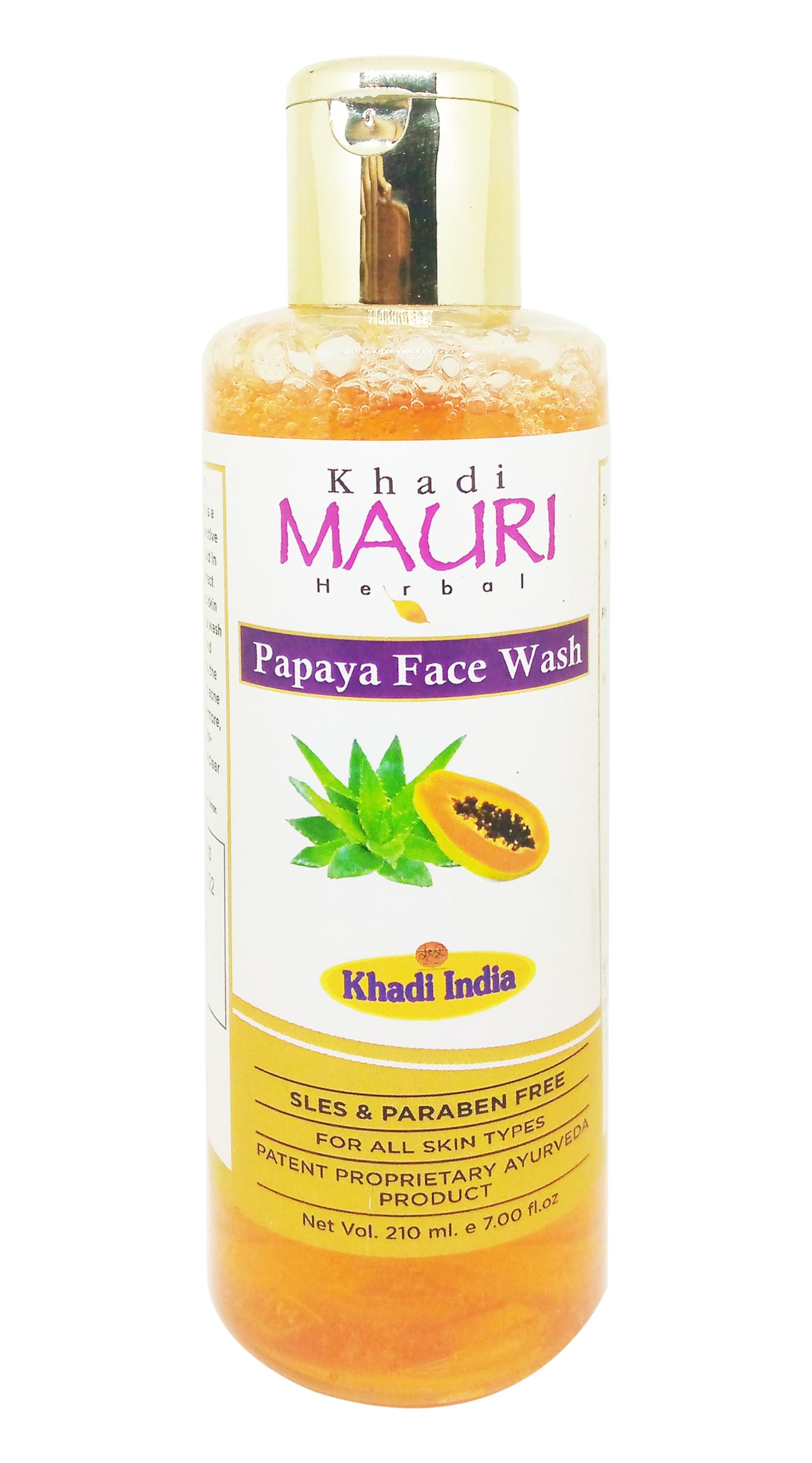Khadi Mauri Papaya Face Wash for Glowing Skin - 210ml (Pack of 1) | Natural Exfoliating Cleanser for Acne & Dark Spots | Perfect for Daily Skincare Routine