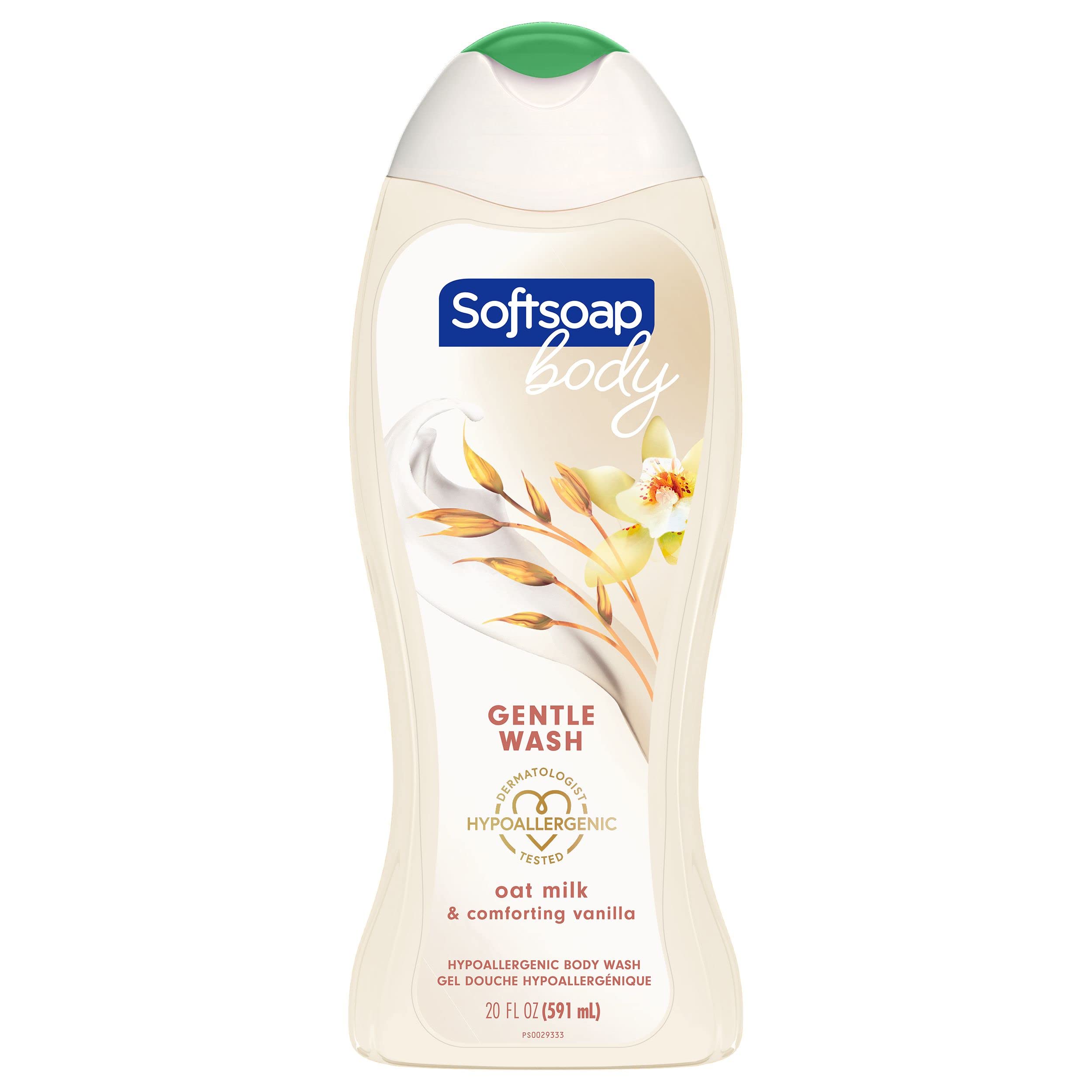 Softsoap Oat Milk & Vanilla Hypoallergenic Body Wash for Sensitive Skin - 20 fl oz (591 ml) - Soothing & Moisturizing Shower Gel for Dry Skin - Perfect for Daily Use & Relaxing Bath Time