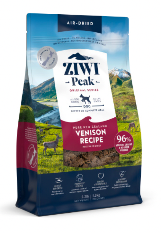 Ziwi Peak Air-Dried Dog Food - New Zealand Venison Recipe, Grain-Free, High Protein - Perfect for Sensitive Stomachs & Active Dogs - Indoor/Outdoor Feeding