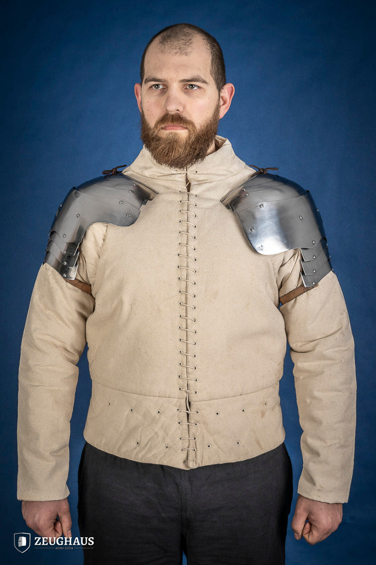 German Pauldrons 1.6mm Polished Steel - Medieval Armor Shoulder Protection for LARP, Cosplay & Renaissance Fairs | Historical Reenactment & Collectible Display