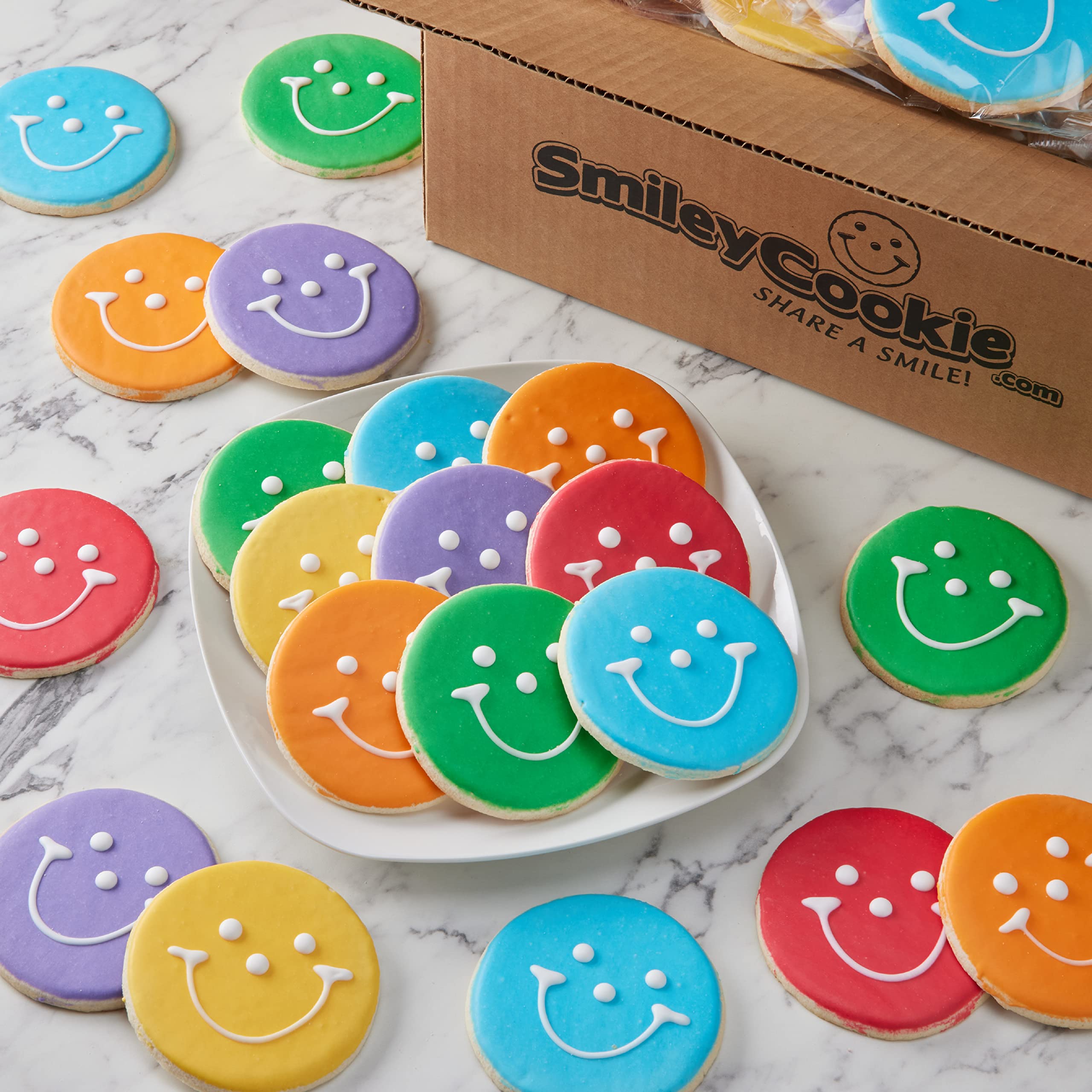50-Pack Nut-Free Rainbow Smiley Face Cookies - Colorful Fun Treats for Birthday Parties, Classroom Rewards & Holiday Celebrations