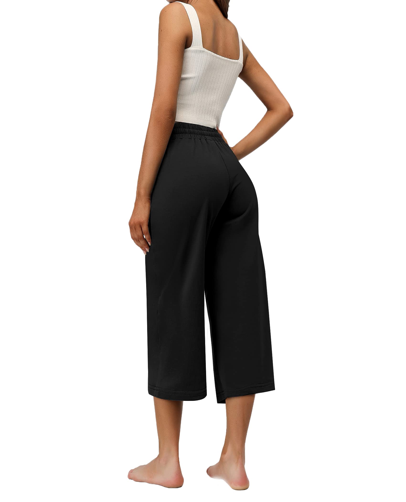 RESHE Women's Capri Yoga Pants - Loose Soft Comfortable Workout Sweatpants with Drawstring & Pockets for Yoga, Running, Gym, Lounge & Casual Wear