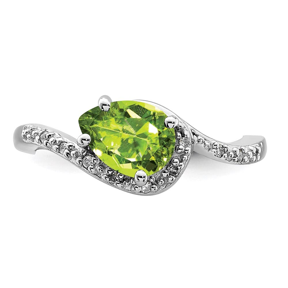 925 Sterling Silver Oval Peridot & Diamond Ring for Women | Elegant Fine Jewelry Gift for Her | Perfect for Anniversaries, Birthdays & Special Occasions