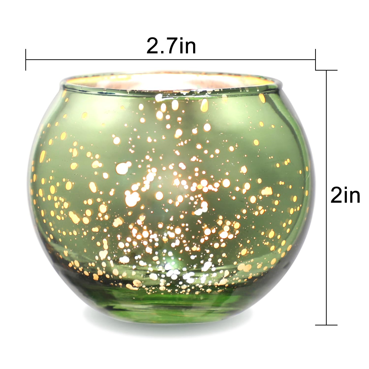 24-Pack Green Speckled Mercury Gold Glass Votive Candle Holders - Bulk Wedding Centerpiece Decor, Valentine's Day Party Supplies & Home Decor Accessories - Perfect for Table Settings, Romantic Dinners, and Holiday Celebrations