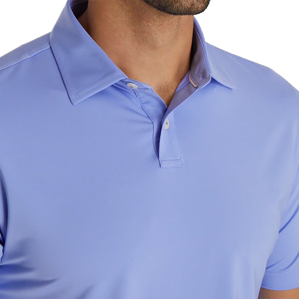 FootJoy Athletic Fit Solid Lisle Blue Violet Men's Golf Polo Shirt - Moisture Wicking Performance Top for Golf & Casual Wear