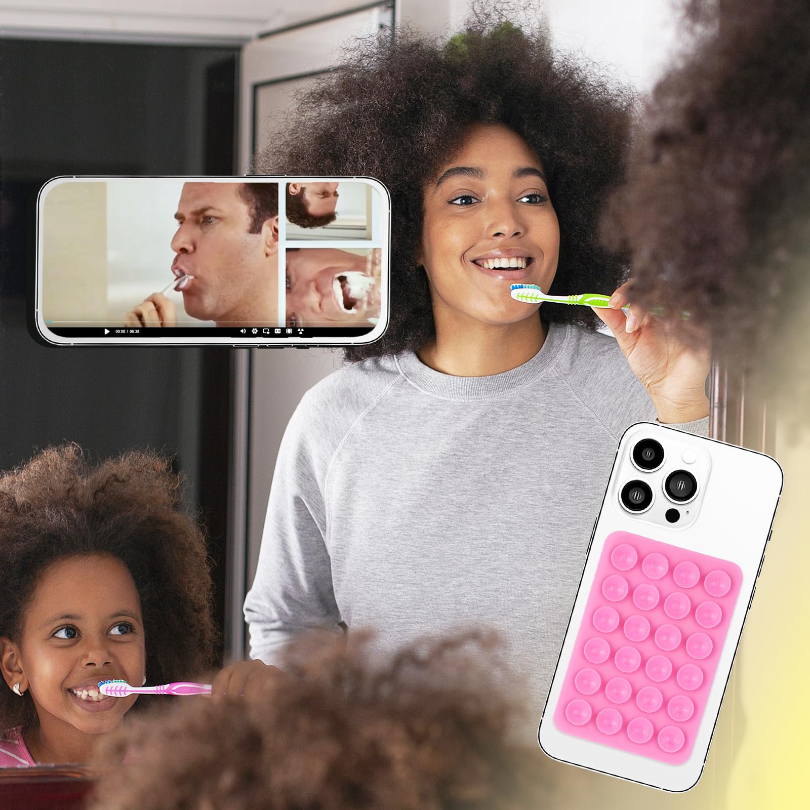 8-Pack Suction Cup Phone Mount - Universal Phone Grip Holder for Selfies, Videos & Hands-Free Use (8 Colors) - Perfect for Car Dashboard, Bathroom Mirror & Smooth Surfaces