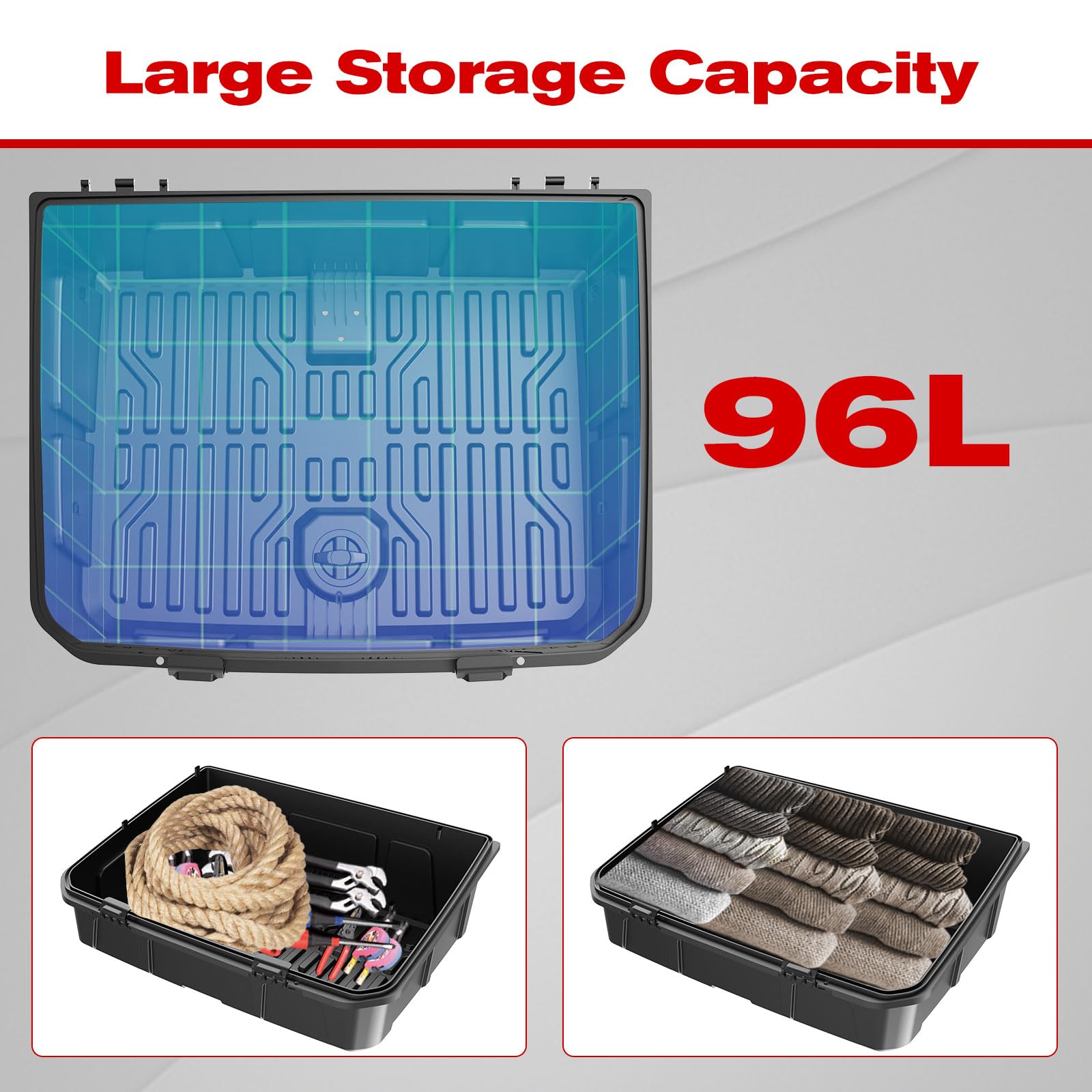 2024-2025 Can-Am Maverick R/X/XRS Rear Cargo Storage Box - 96L Waterproof Poly Trunk with LinQ Rack System | Replacement for #715007182 | Perfect for Off-Road Adventures, Camping Gear Storage & UTV Accessories