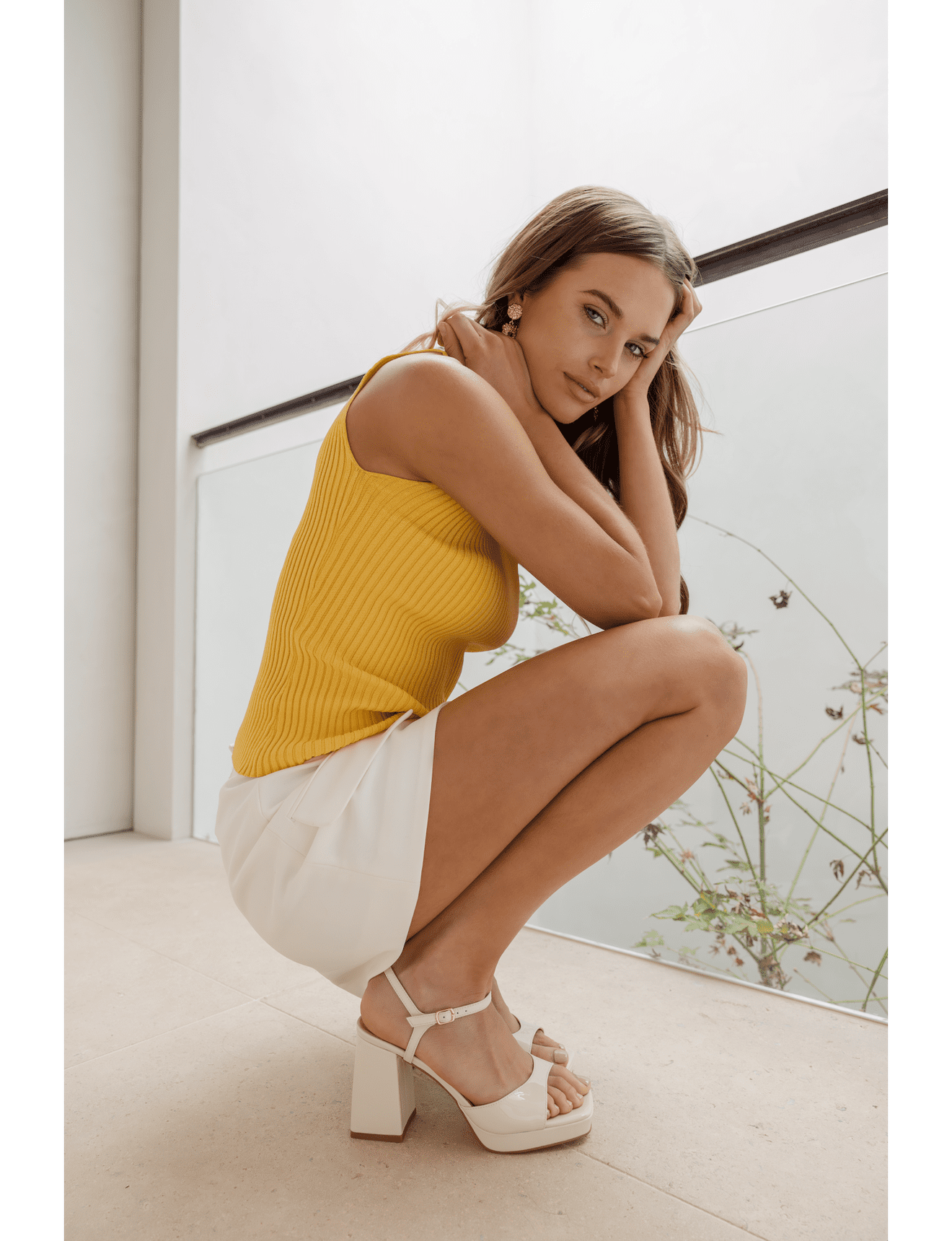 Martinez Platform Heels for Women - Chunky High Heel Sandals in Premium Chalk Patent Leather | Perfect for Weddings, Parties & Night Out