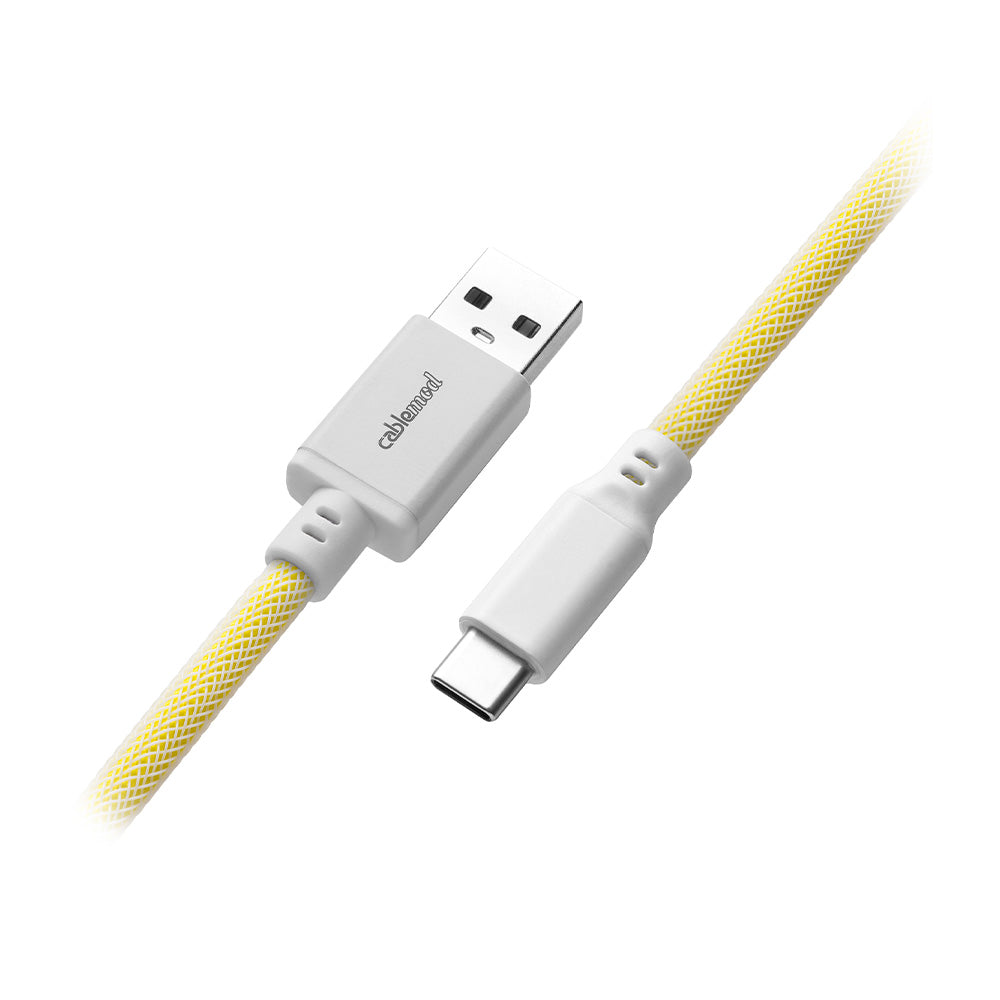 Premium Coiled USB Keyboard Cable - CableMod PRO Lemon Ice for Mechanical Keyboards - Perfect for Gaming, Typing & Office Workspaces