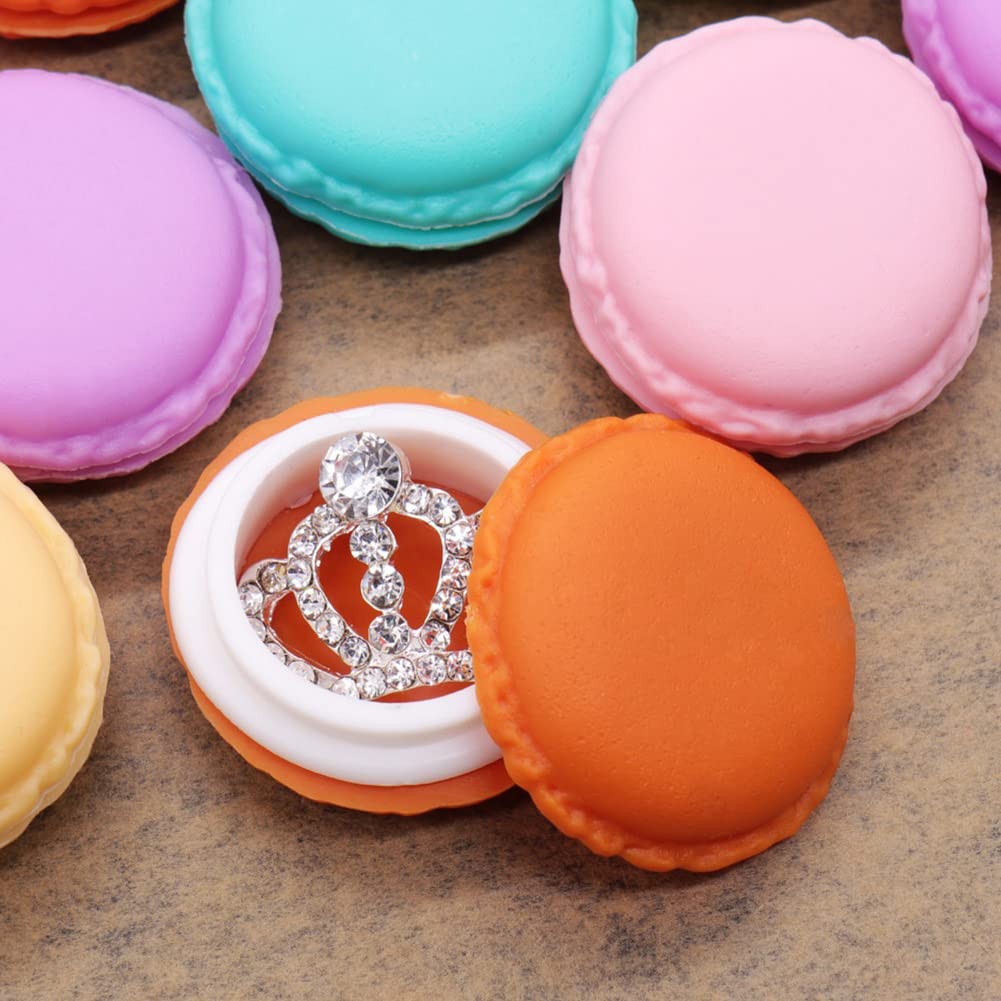 AKOAK 6-Piece Mini Macaron Candy Box Set - Jewelry Organizer for Earrings, Rings & Necklaces | Compact Storage for Headphones & SD Cards | Cute Round Pill Box for Travel & Daily Use