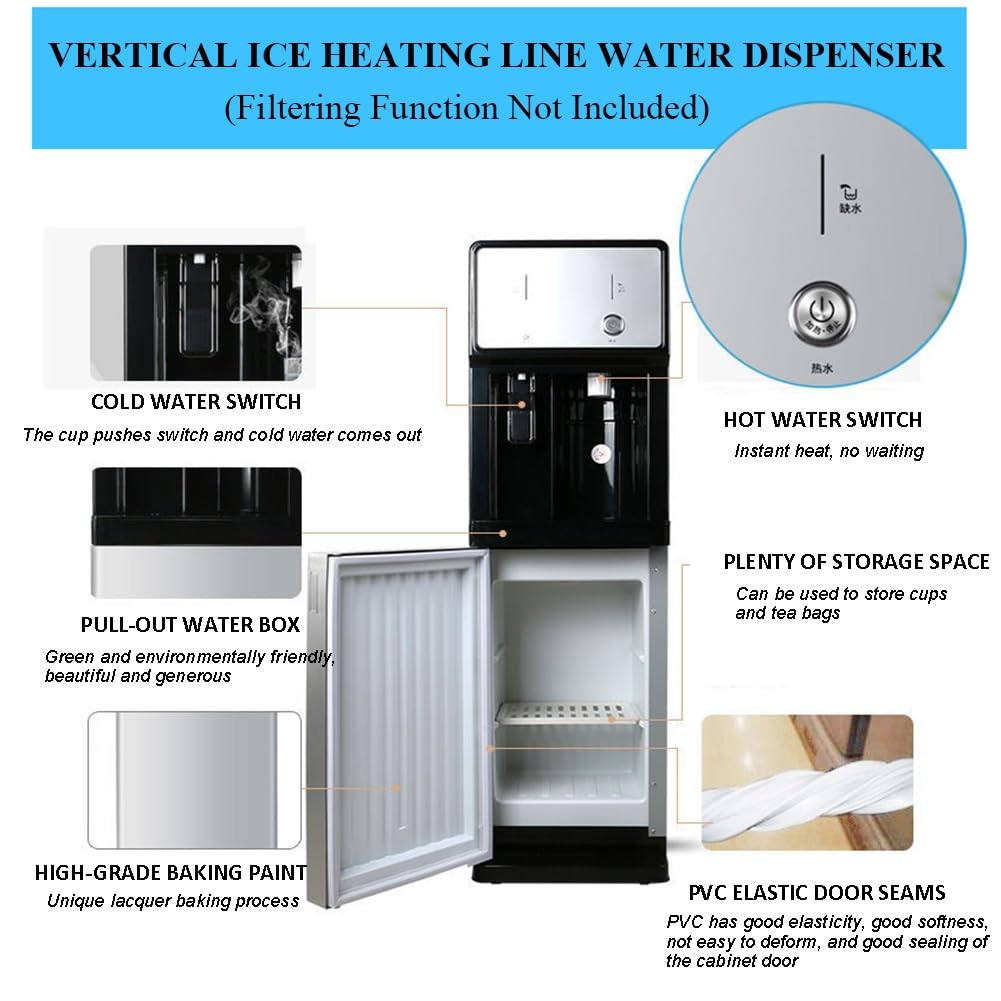 Hot and Cold Water Dispenser with Storage Cabinet - Dual Function Ice Maker & Heater for Home and Office Use