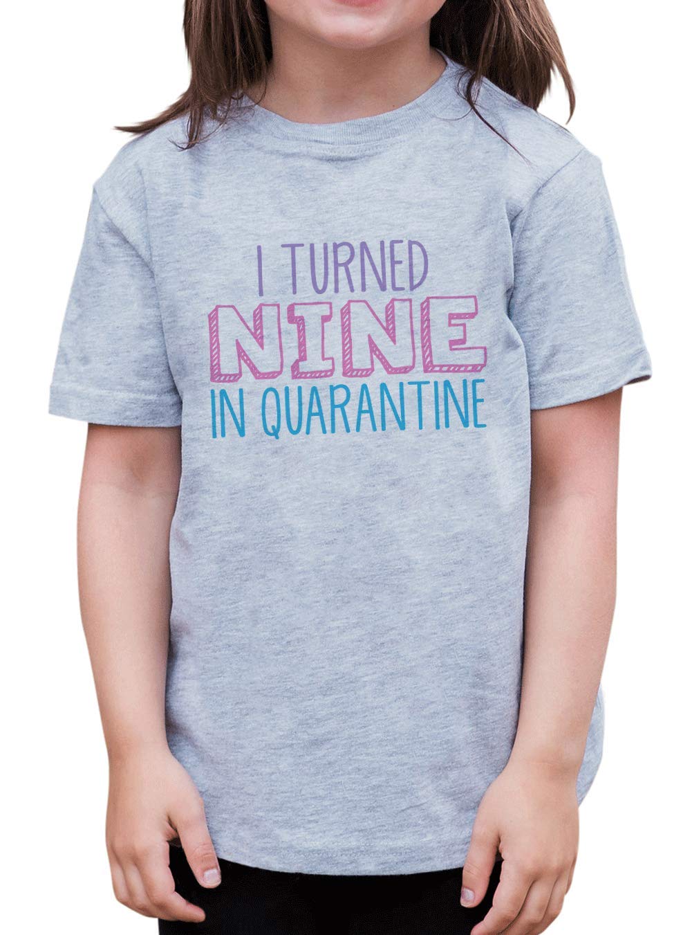 7 Ate 9 Apparel Girls' 9th Birthday T-Shirt - Fun Quarantine Outfit for Birthday Celebrations at Home