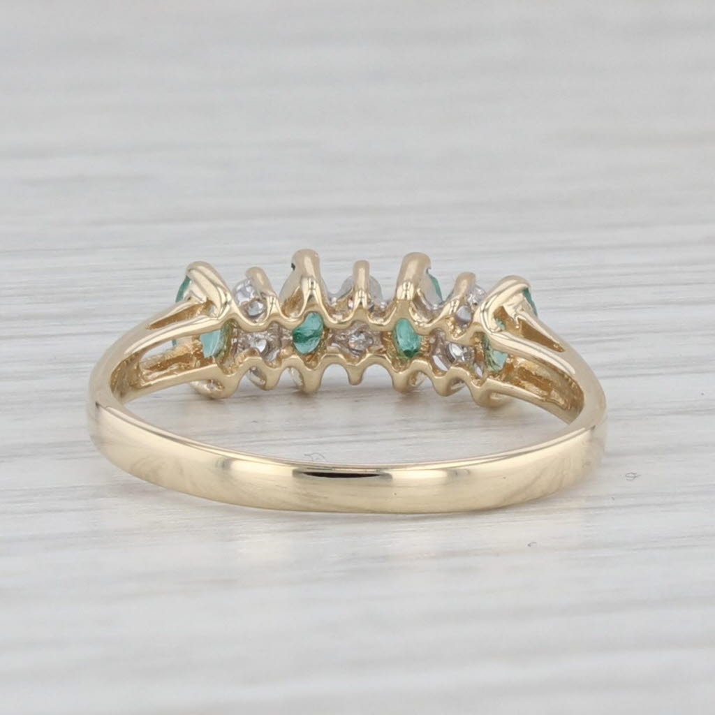 0.24ctw Emerald and Diamond Ring 14k Yellow Gold Size 6.25 Stackable Wedding Band for Women - Perfect for Engagement, Anniversary Gift, or Everyday Elegance