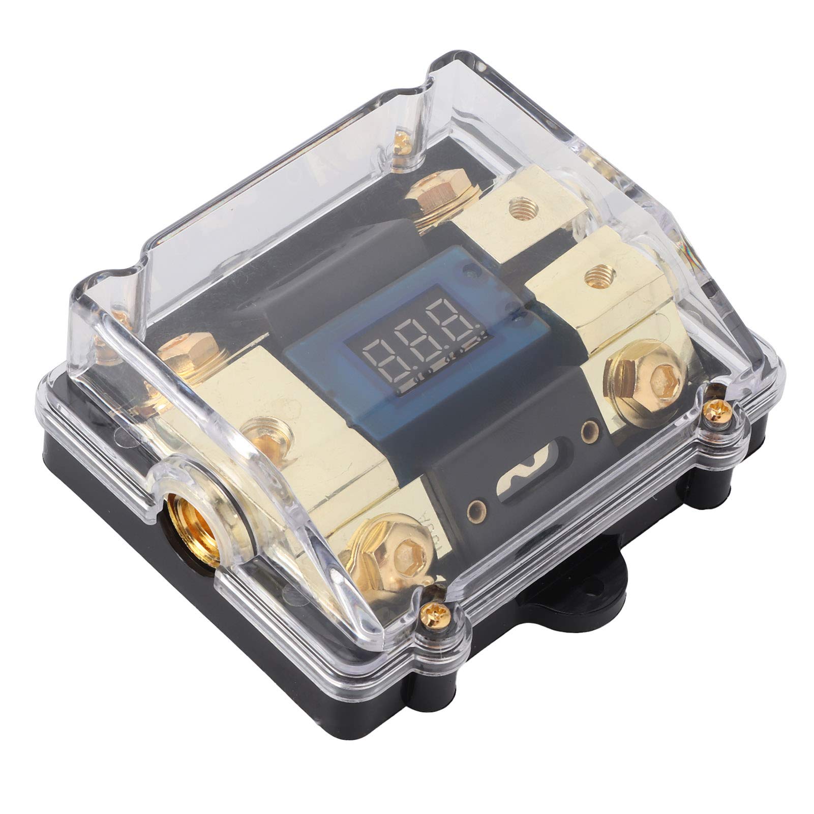 Digital LED Voltage Display Holder Block 100A 1 in 2 Out with Clear Readout - Perfect for Car Audio, Yacht & Marine Electrical Systems Monitoring
