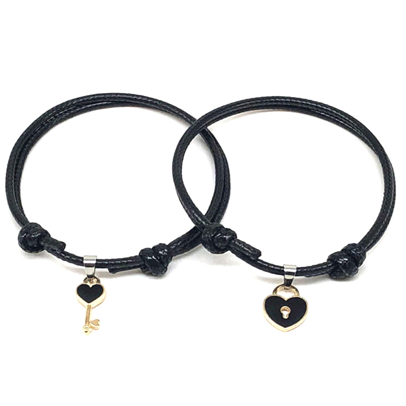 Hislaves Couple Bracelets for Dating - Adjustable Resin Key & Heart Lock Chain Bangle Set - Matching Love Jewelry Accessories for Him and Her - Perfect for Anniversaries, Valentine's Day Gifts and Romantic Occasions