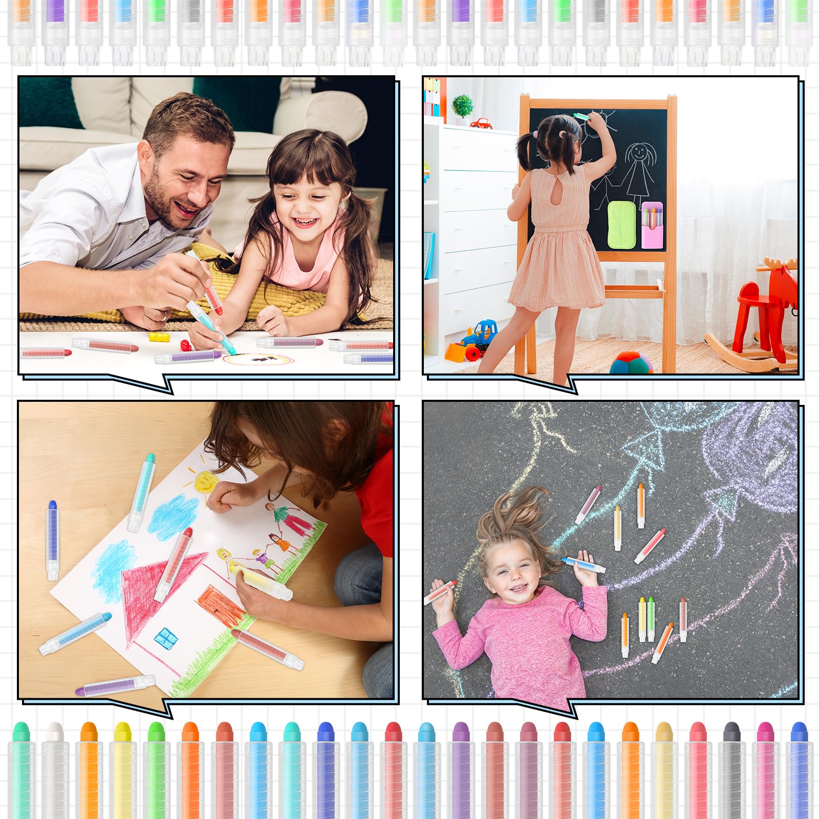 Qilery 149-Piece Dustless Chalk Set - Non-Toxic Washable Magnetic Chalkboard Chalk with Holder for Kids & Teachers - Multicolor Classroom Supplies for Drawing, Writing & Learning - Perfect for Home, School & Office Use