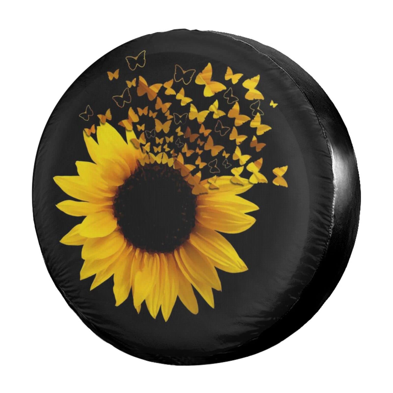17 Inch Sunflower Butterfly Spare Tire Cover - Dust-Proof Wheel Protector for Trailers, RVs, SUVs & Vehicles | Perfect for Outdoor Travel & Road Trips