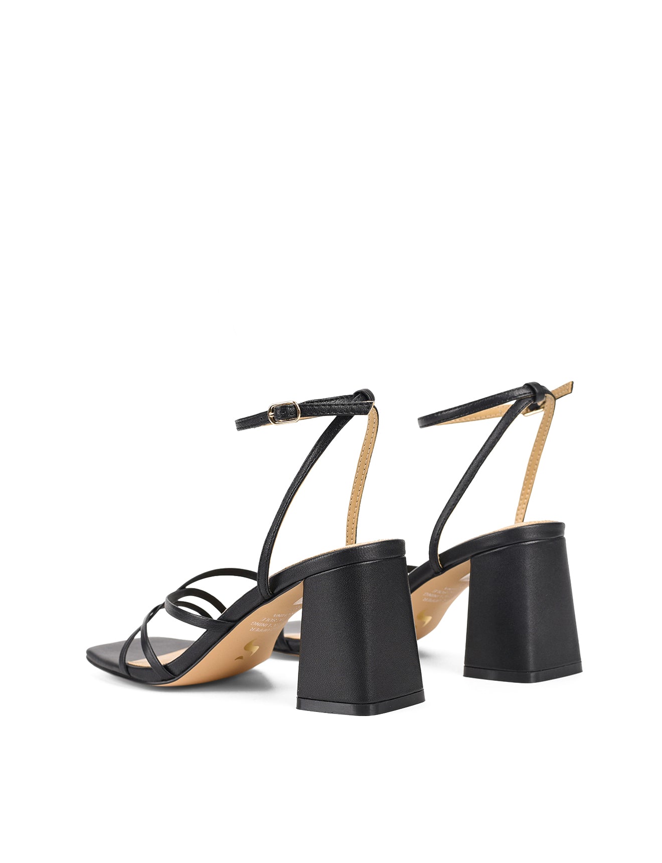 Straus Black Leather Block Heel Sandals for Women - Comfortable Summer Dress Shoes for Weddings, Parties & Office Wear