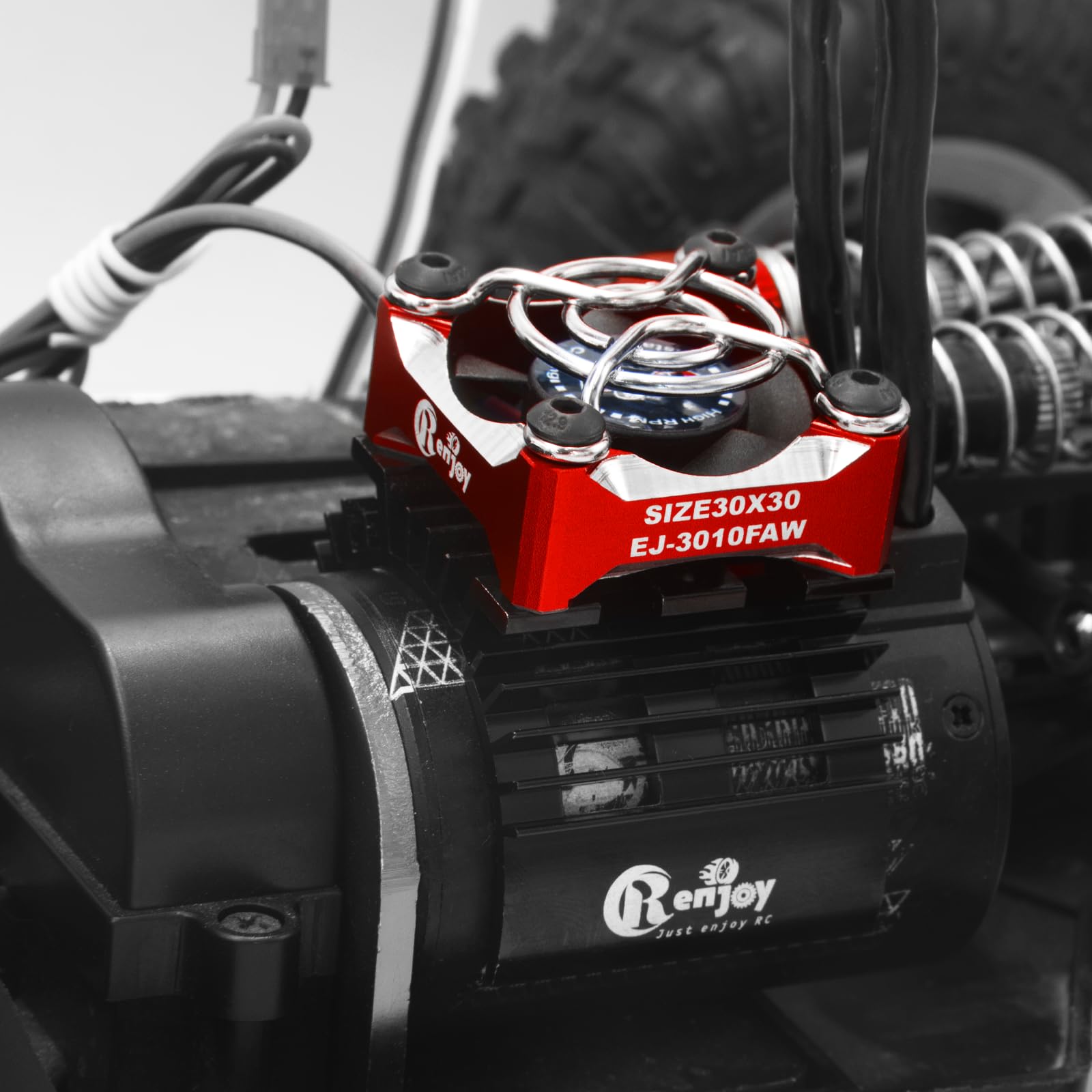 High-Speed 28000RPM Aluminum Alloy RC Cooling Fan for 1/8 1/10 Scale RC Cars - Compatible with 540 550 F540 3650 3660 Motors (Red) - Perfect for Off-Road Racing & High-Performance RC Vehicle Cooling