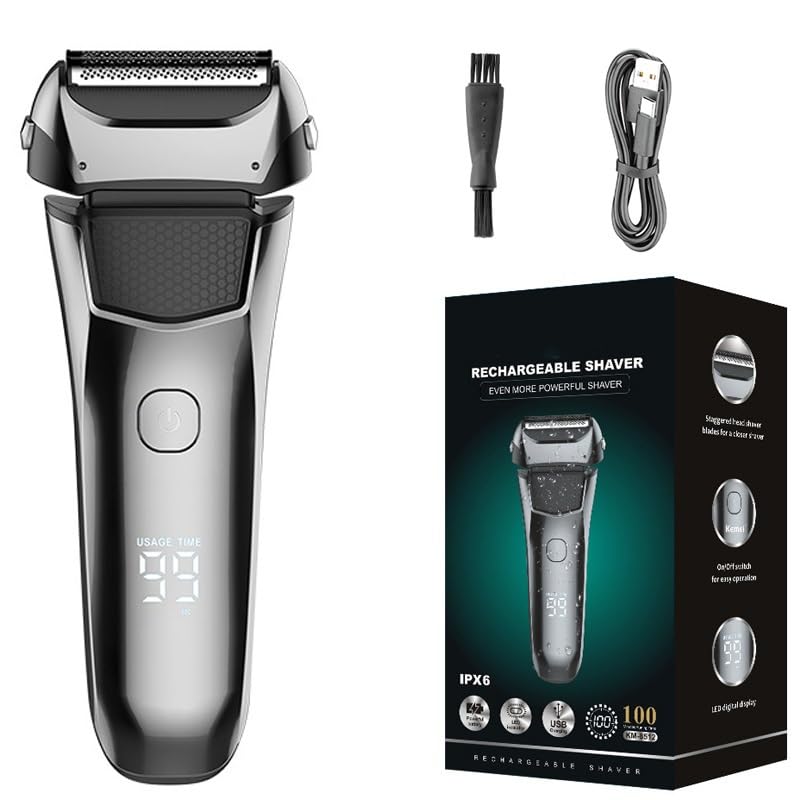Premium Electric Razor for Men - Rechargeable Wet & Dry Shaver with 3D Floating Heads & LED Display | Smooth Shaving for Face, Beard & Head | Perfect for Travel, Gym & Daily Grooming Routine