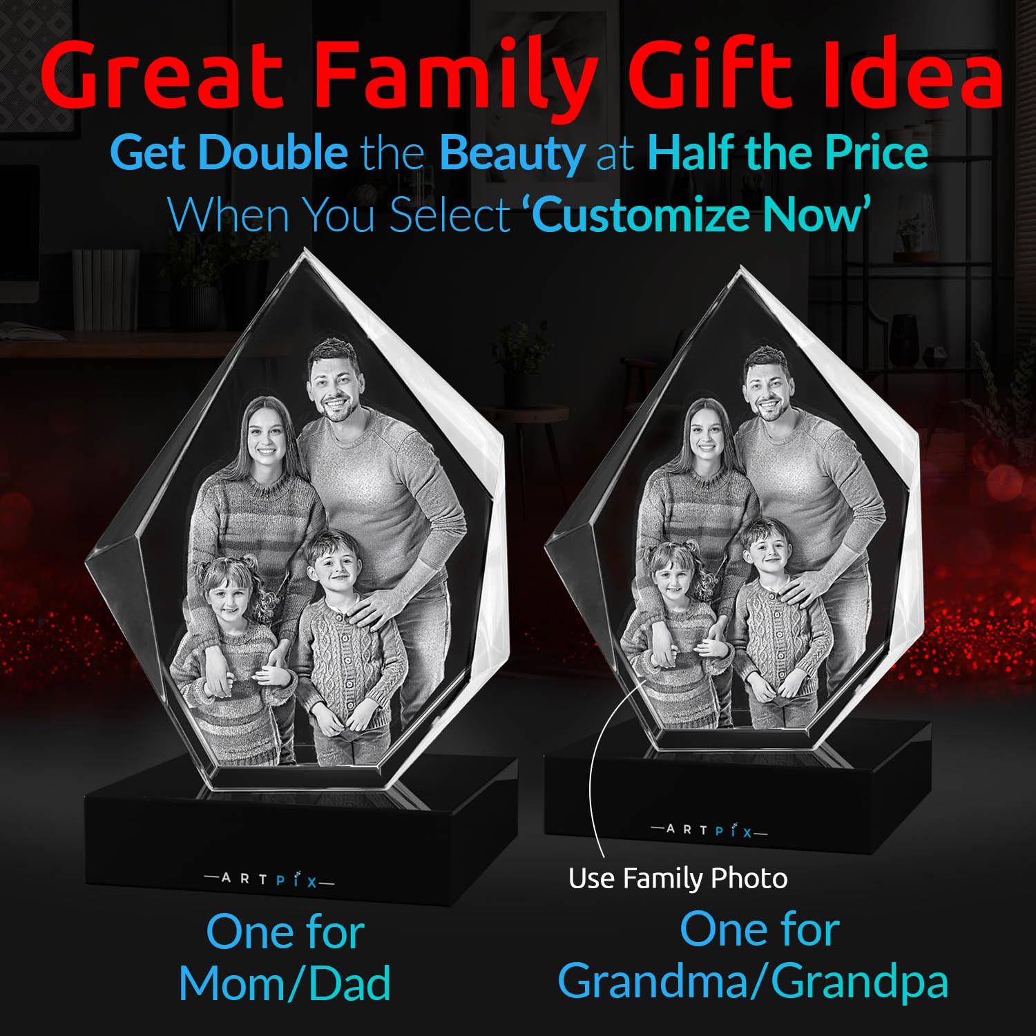 Personalized 3D Crystal Photo Gift - Custom Engraved Picture Keepsake for Her, Him, Wife, Husband, Couples | Anniversary, Wedding, Birthday Present | Perfect for Home Decor, Office Display & Romantic Surprises