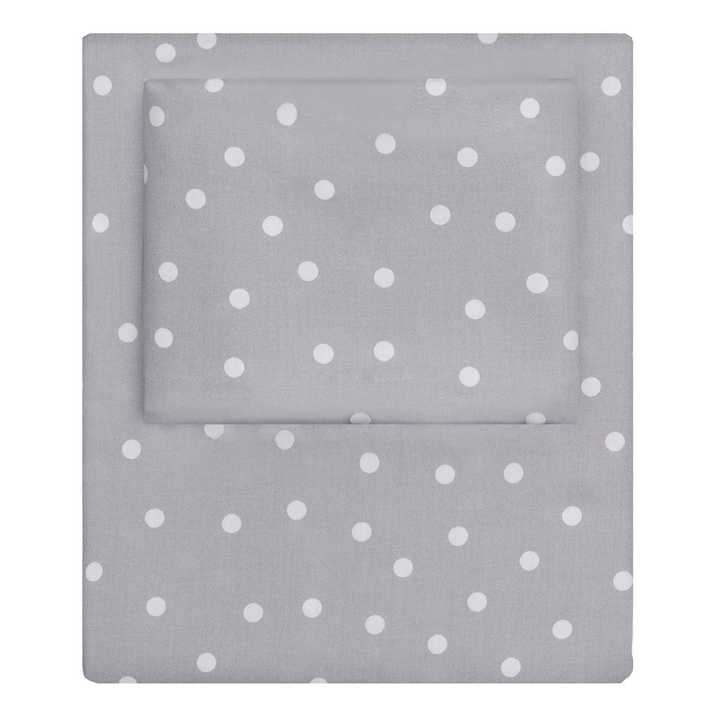 Soft Grey Polka Dot Pillowcase Set of 2 - 100% Cotton Decorative Pillow Covers for Bedroom, Living Room & Dorm Decor