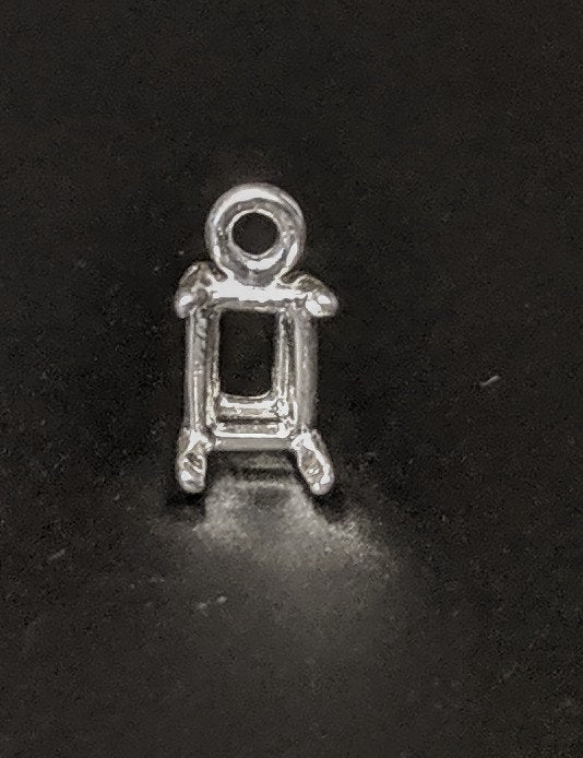 Solid Sterling Silver or 14k Gold 7x5mm Emerald Cut Dangle Pendant Setting - Handcrafted in USA (20x18mm) - Perfect for Necklaces, Earrings & Jewelry Making