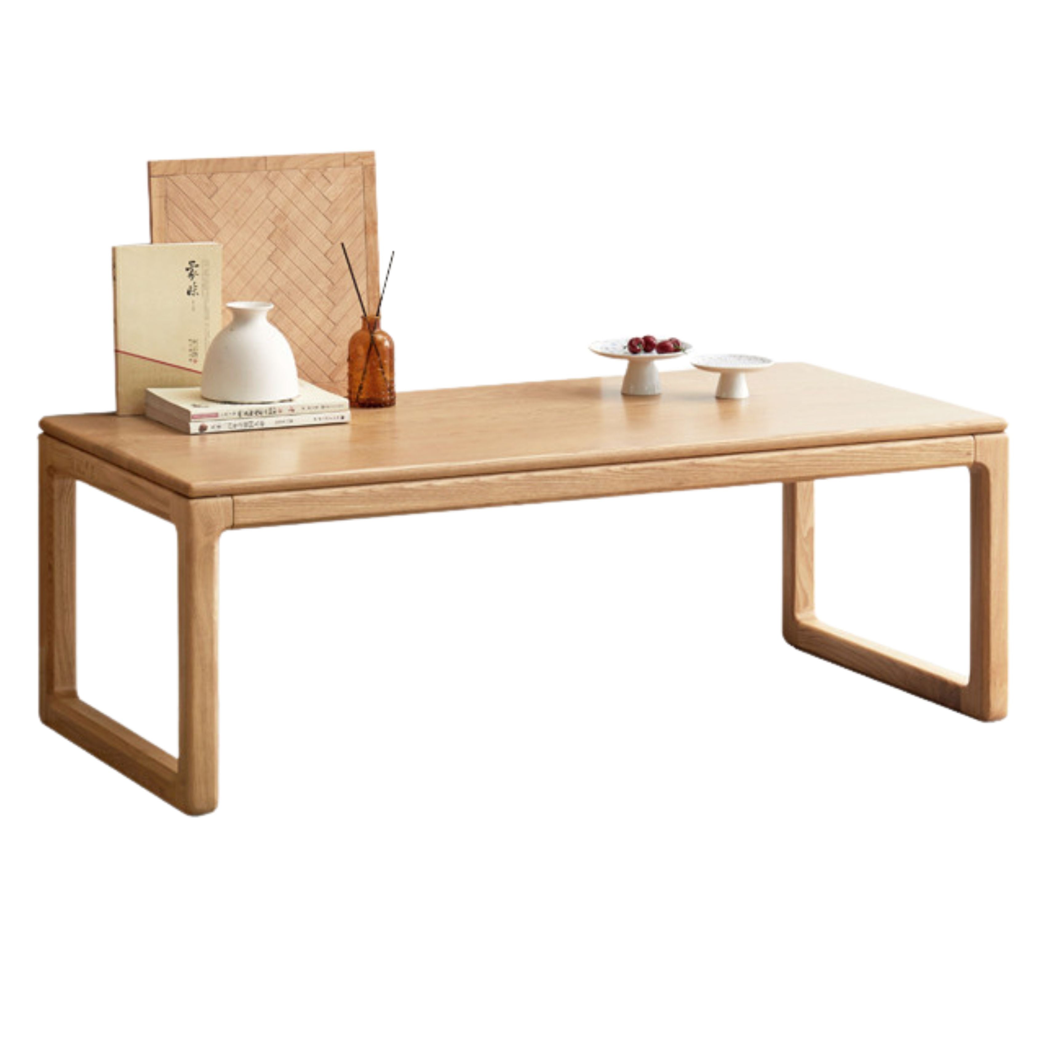 Japanese Style Solid Wood Tea Table - Oak, Black Walnut, Ash - Handcrafted Zen Coffee Table for Living Room, Meditation & Tea Ceremony