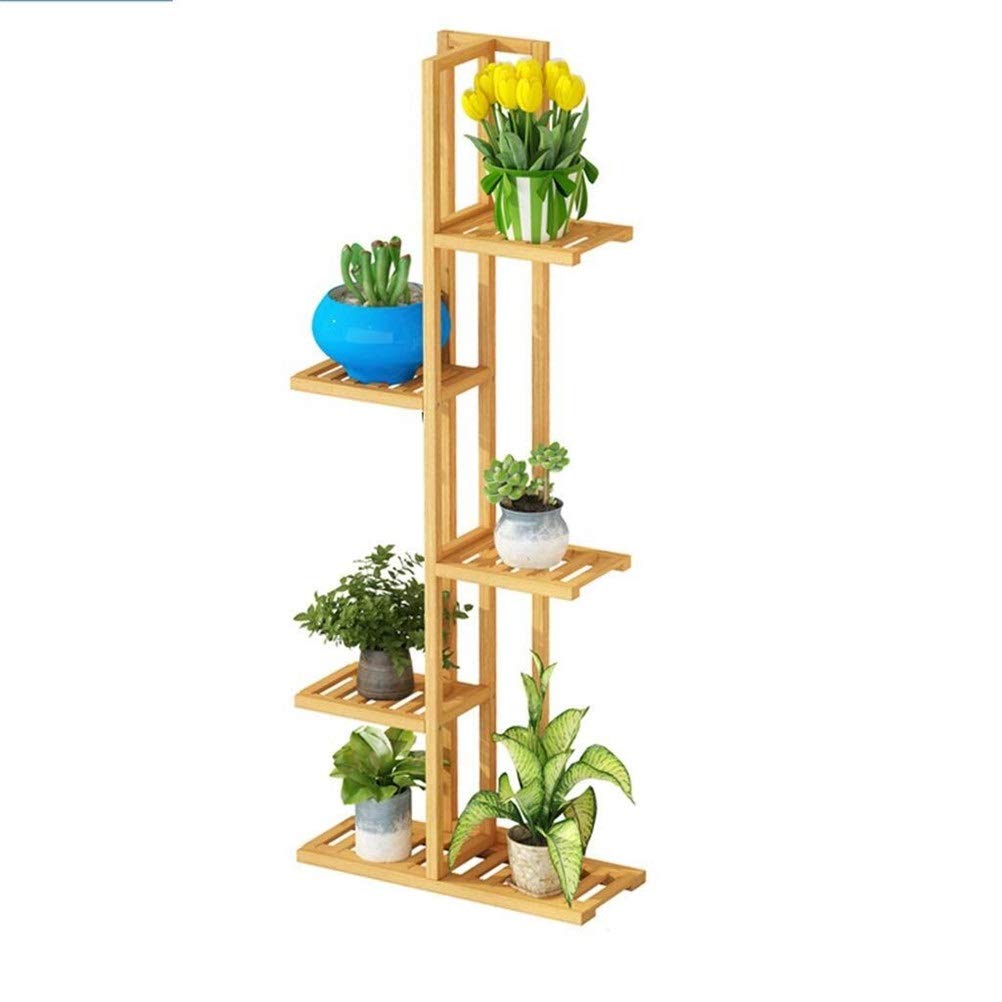 XZWYB GLVV 5-Tier Iron Flower Stand - Balcony, Living Room, Indoor Plant Shelf - Antiseptic Hanging Rack for Orchids, Succulents & Decorative Pots - Solid Wood Multi-Layer Display (Perfect for Small Spaces & Home Decor)